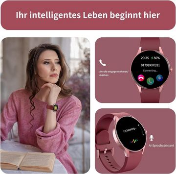 BingoFit Smartwatch (1,43 Zoll, Android iOS), Damen herren mit telefonfunktion fitnessuhr pulsuhr schlafüberwachung