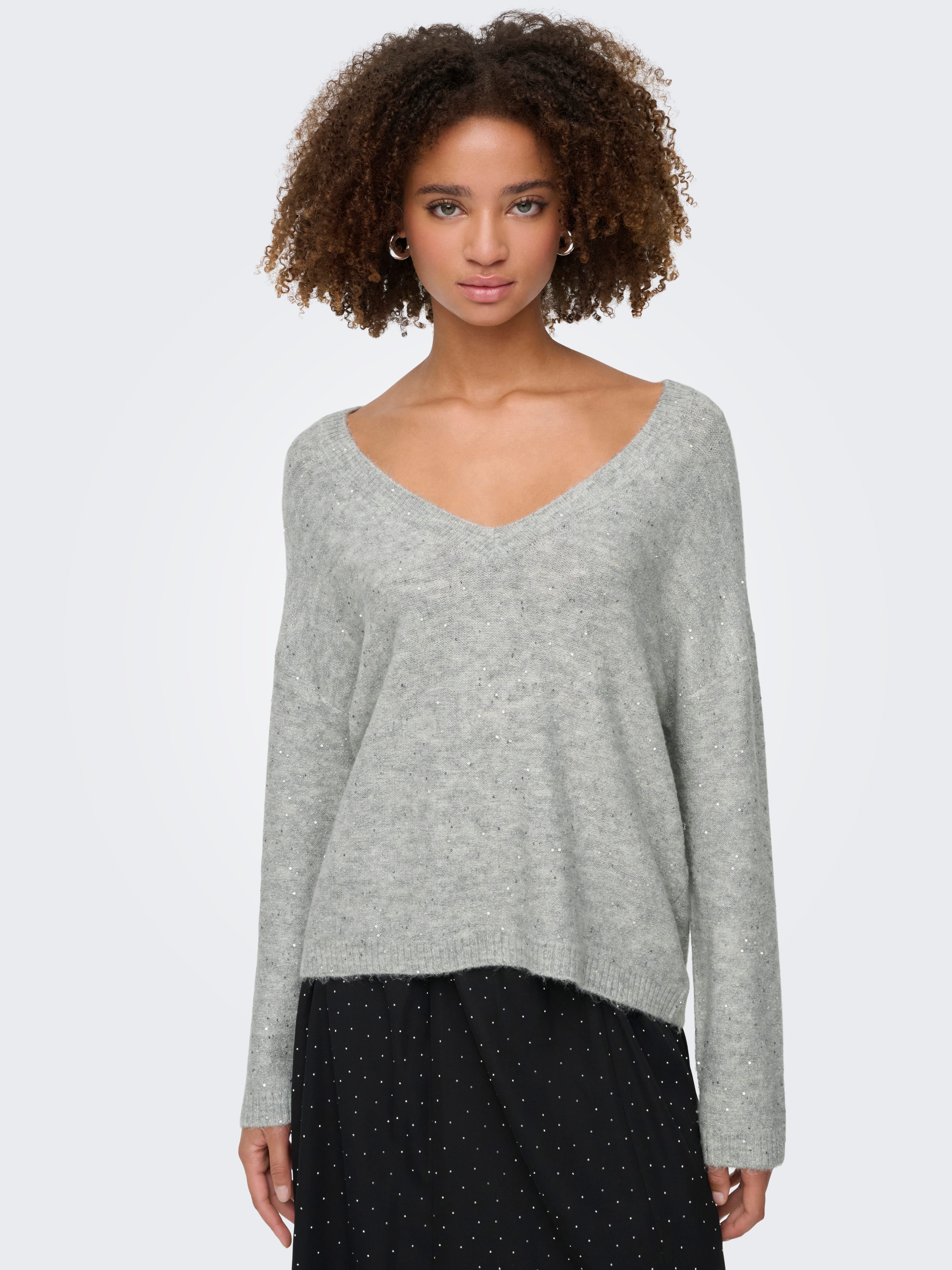 ONLY Strickpullover ONLARIZONA LS SEQUINS V-NECK günstig online kaufen