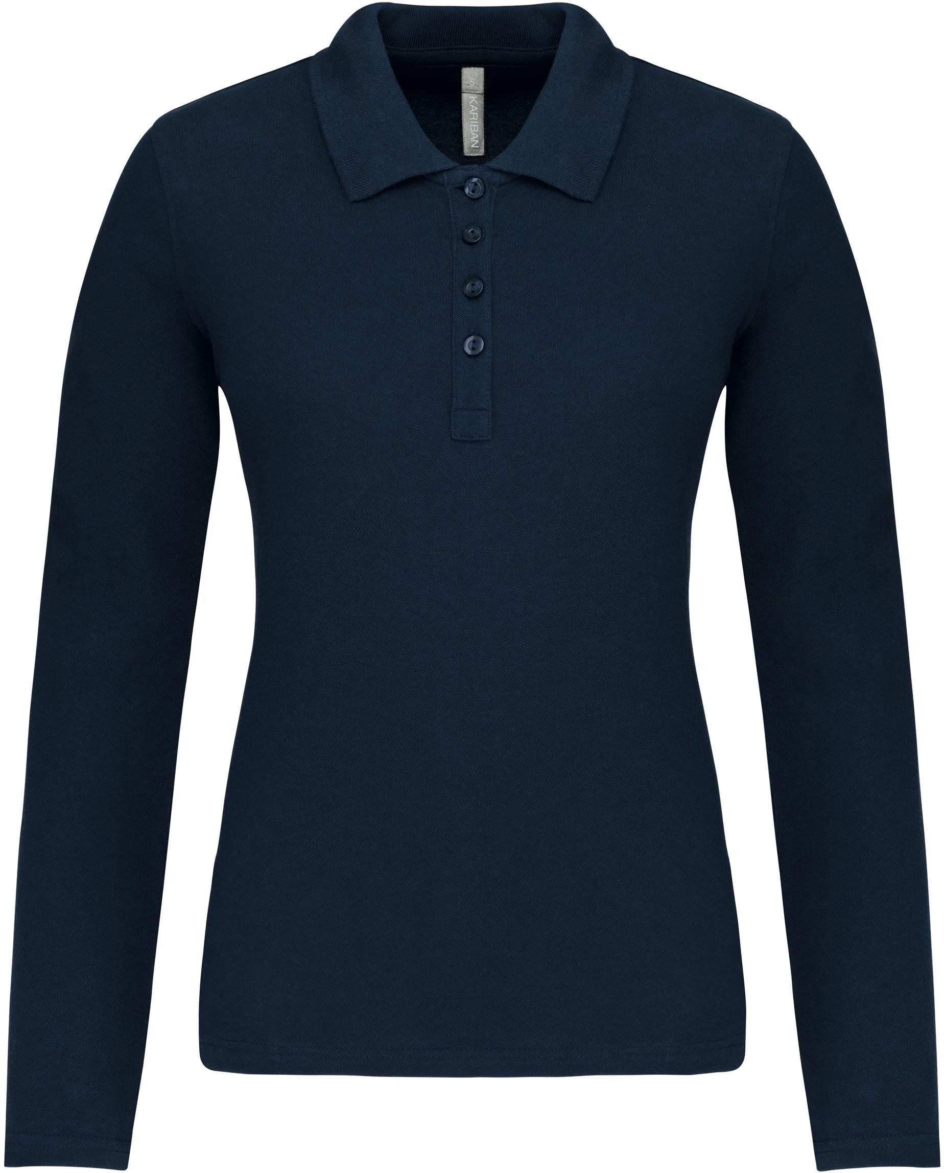Kariban Langarm-Poloshirt Damen Langarm-Polohemd. Baumwollpiqué