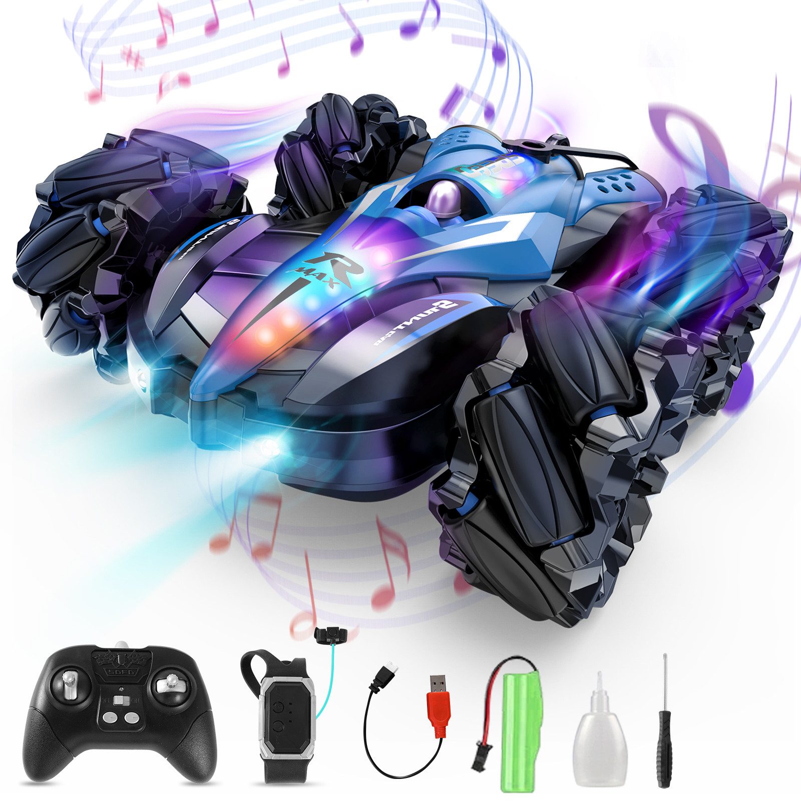 Elegear RC-Auto RC Auto mit Rauch & LED, 2,4 GHz Fernsteuerung, App- & Gestensteuerung (1-tlg), ferngesteuerte autos mit 4 Lichtmodi, ferngesteuertes auto für kinder