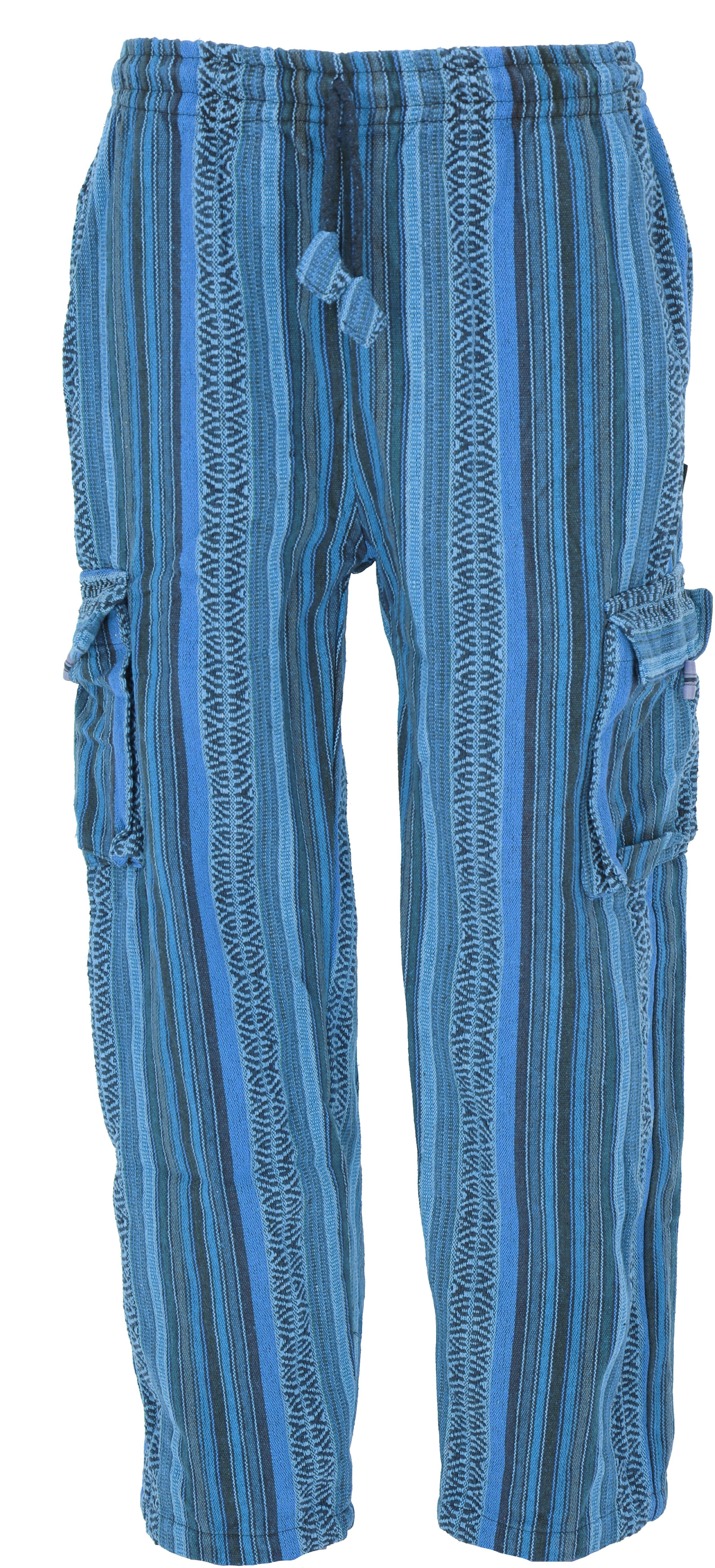 Guru-Shop Relaxhose Wohlfühlhose, Goa Hose, Loose fit Hose - blau Hippie, Ethno Style, alternative Bekleidung