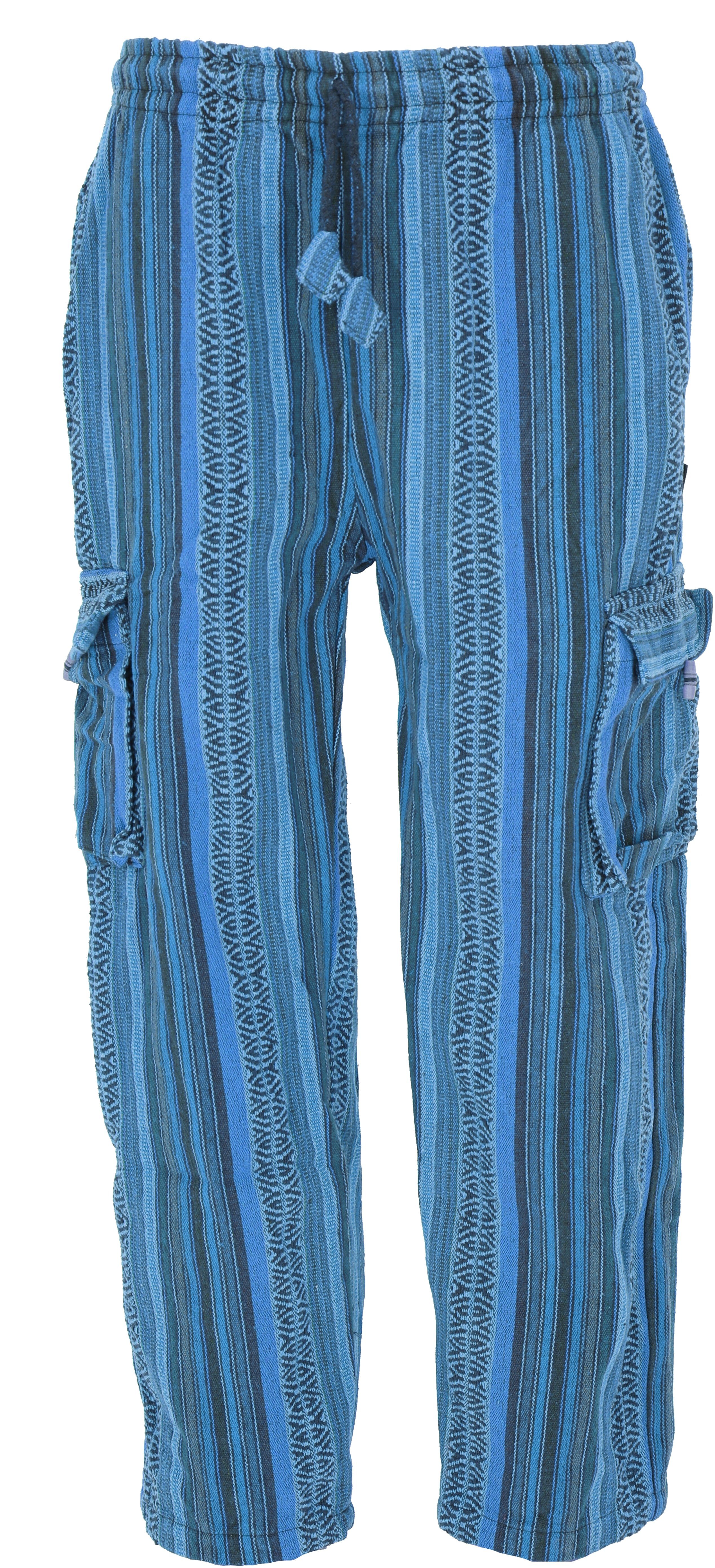 Guru-Shop Relaxhose Goa alternative Hippie, blau Ethno Hose, - Wohlfühlhose, Loose fit Hose Style, Bekleidung