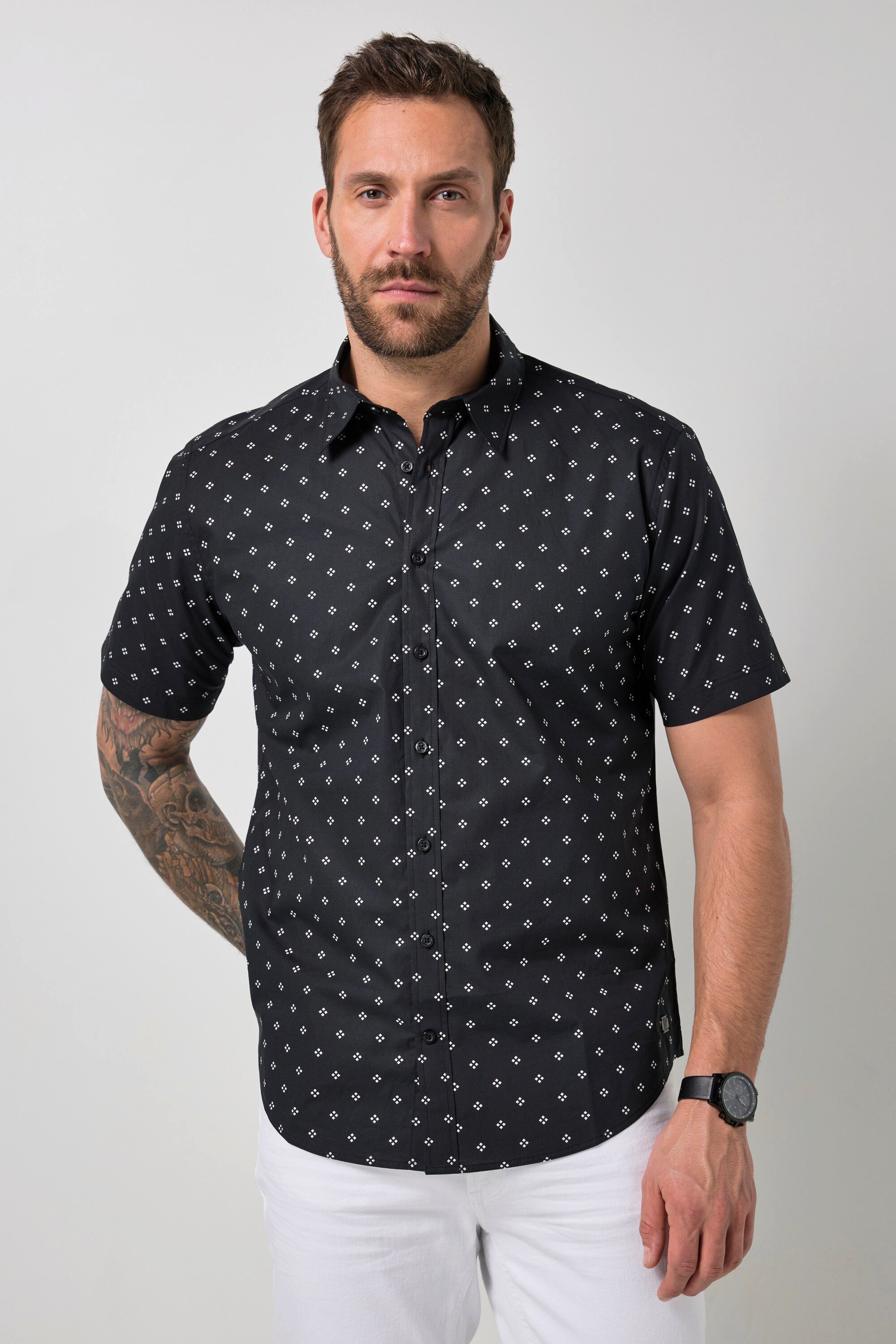 JP1880 Kurzarmhemd Hemd Halbarm Kentkragen Alloverdruck Modern Fit
