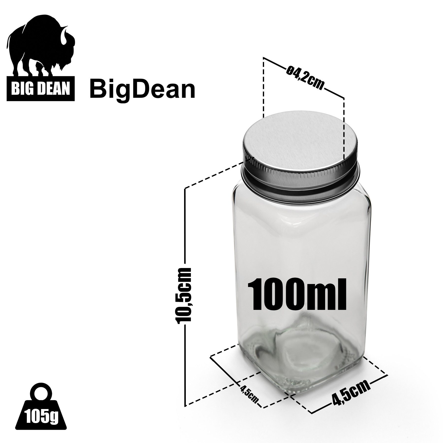 BigDean Gewürzbehälter 12er Set Gewürzgläser eckig luftdichte Gewürzdosen, Glas, (Set, 12-tlg., Gewürzgläser), Kräuterglas, Gewürzglas, Lebensmittelecht, BPA-Fr – Bild 3 von 5