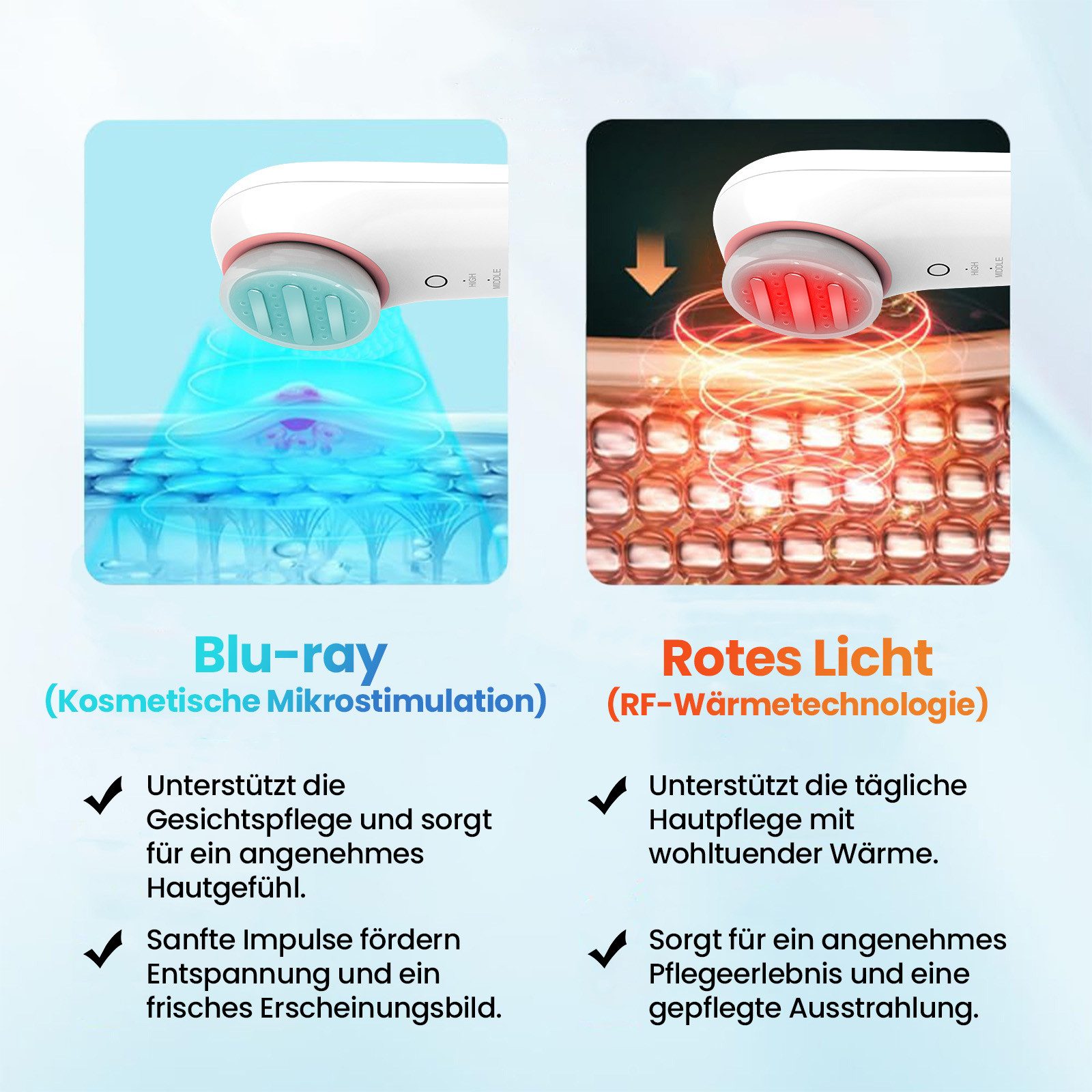 FOSMET Gesichtsmassagegerät Gesichtsmassagegerät gegen Falten – 6-in-1 Anti-Aging Gerät, Für das Gesicht- und Halsbereich, Multifunktionales Gesichtspflegegerät mit EMS, LED &RF