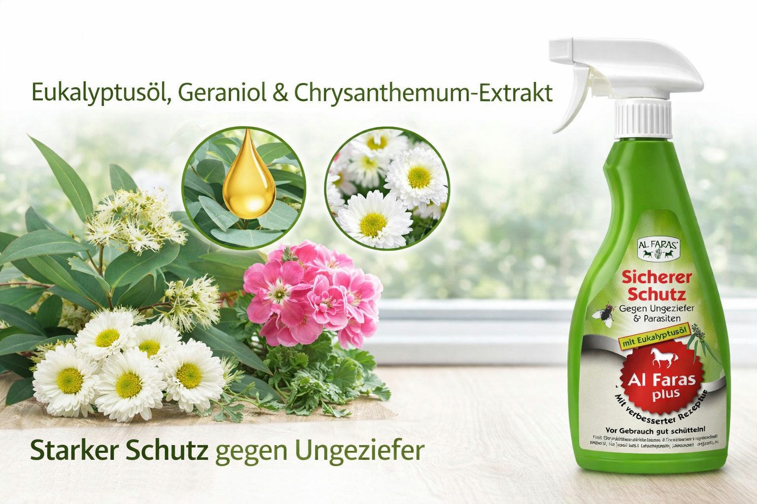 AQUA CLEAN Insektenspray AL FARAS Insektenschutz für Umgebung & Oberflächen 2x 500ml, 1 l