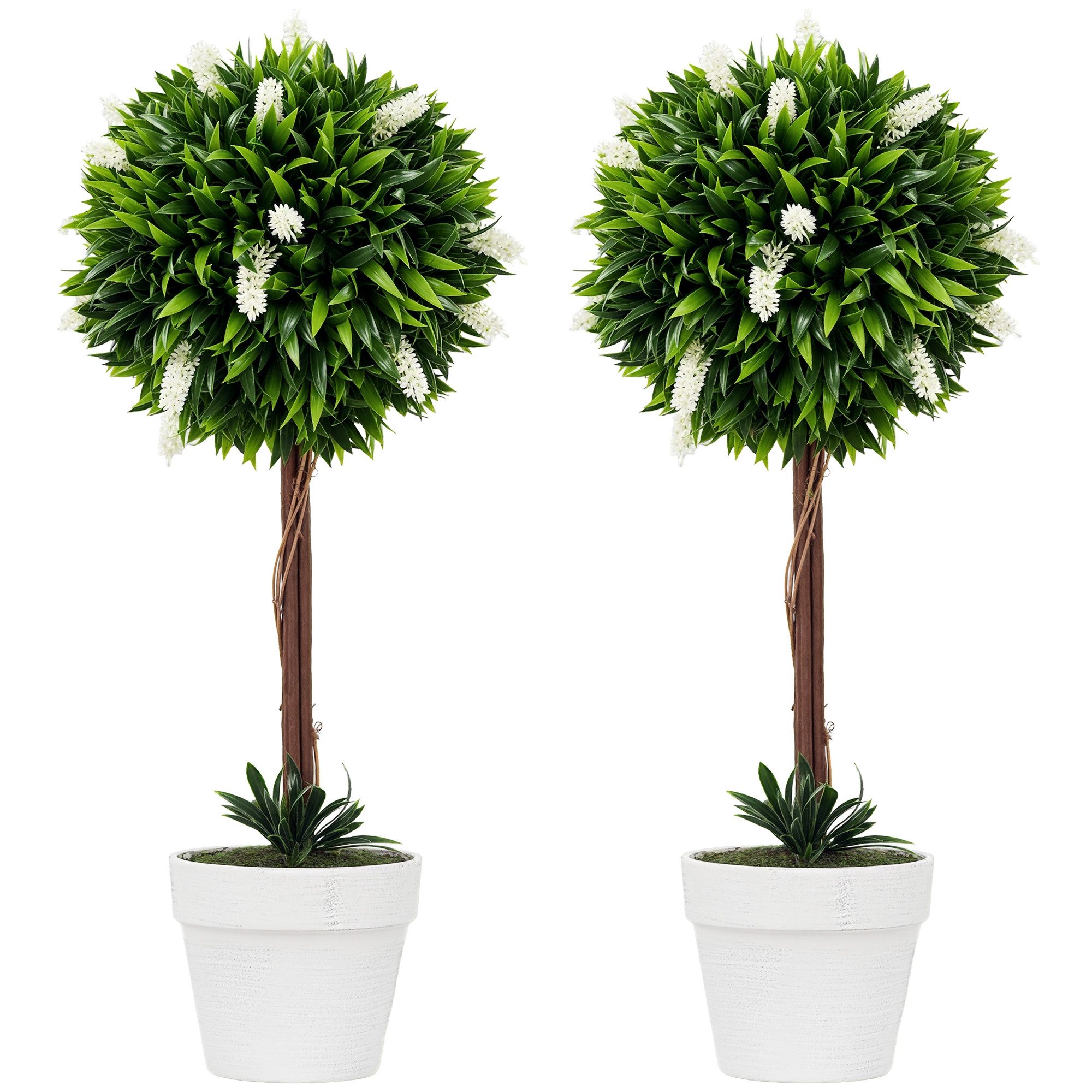 Kunstpflanze Künstliche Lavendel 2er-Set groß mit UV Schutz im Topf, wie echt Lavendelbäume, HOMCOM, Höhe 60 cm, für Wohnzimmer Schlafzimmer Büro Garten moderne – Bild 2 von 5