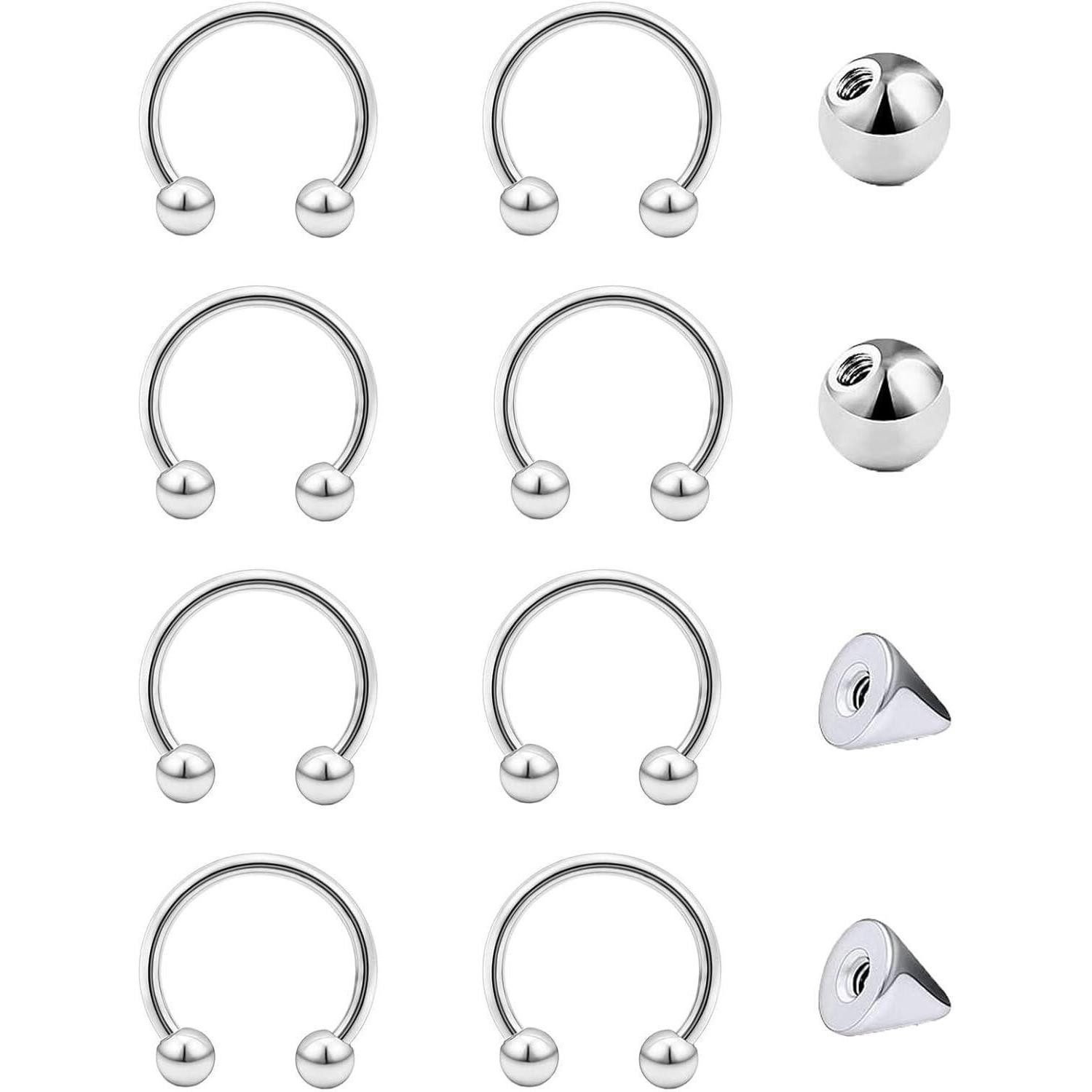 Nasenpiercing 16G Hufeisen Nasenring Lippenpiercing Helix Ring 1,2mm Silber Gold