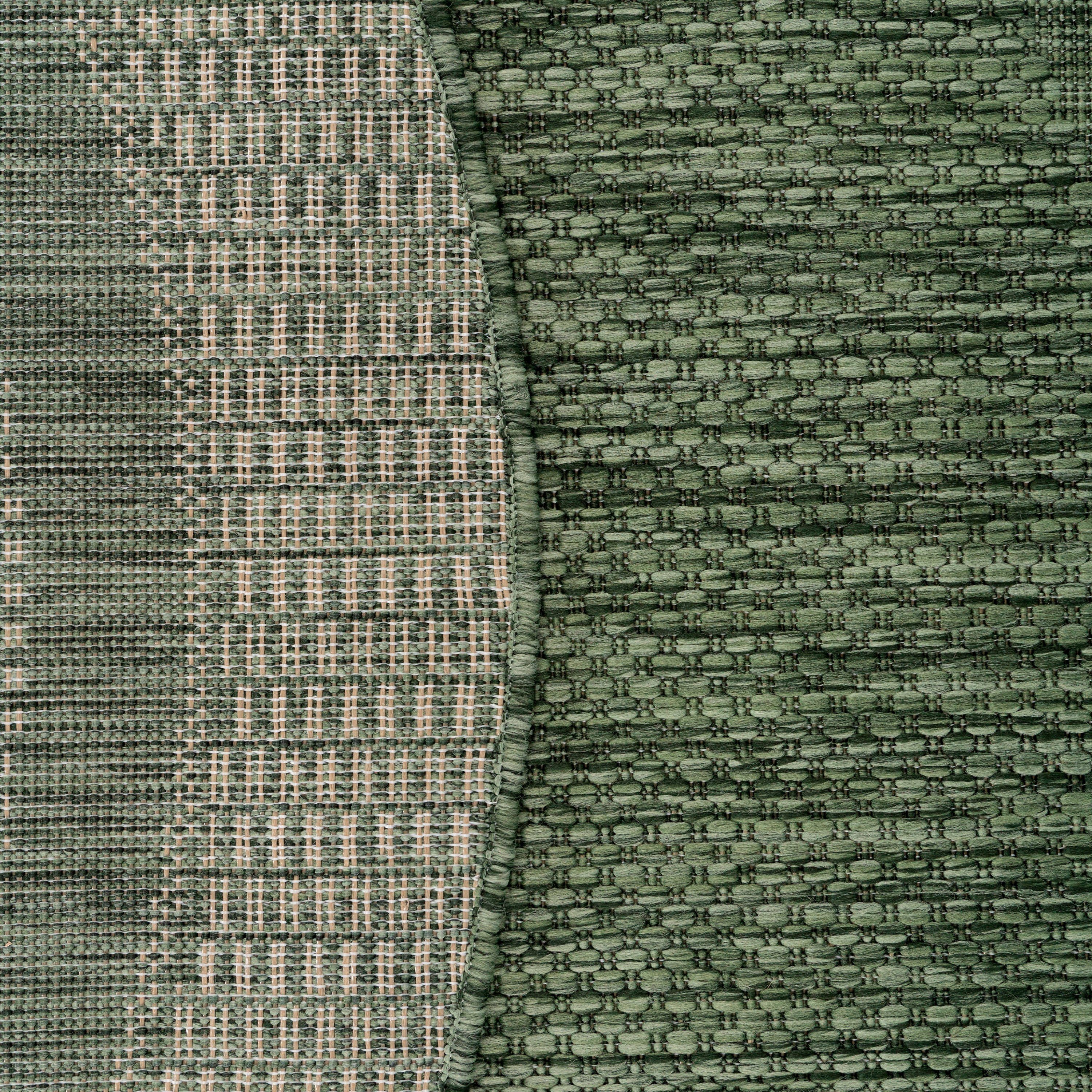 In- mm, Flachgewebe, Outdoor Home, mit grün und rund, Bordüre, Paco 272, Höhe: Roma meliert, geeignet dezenter 4 Teppich