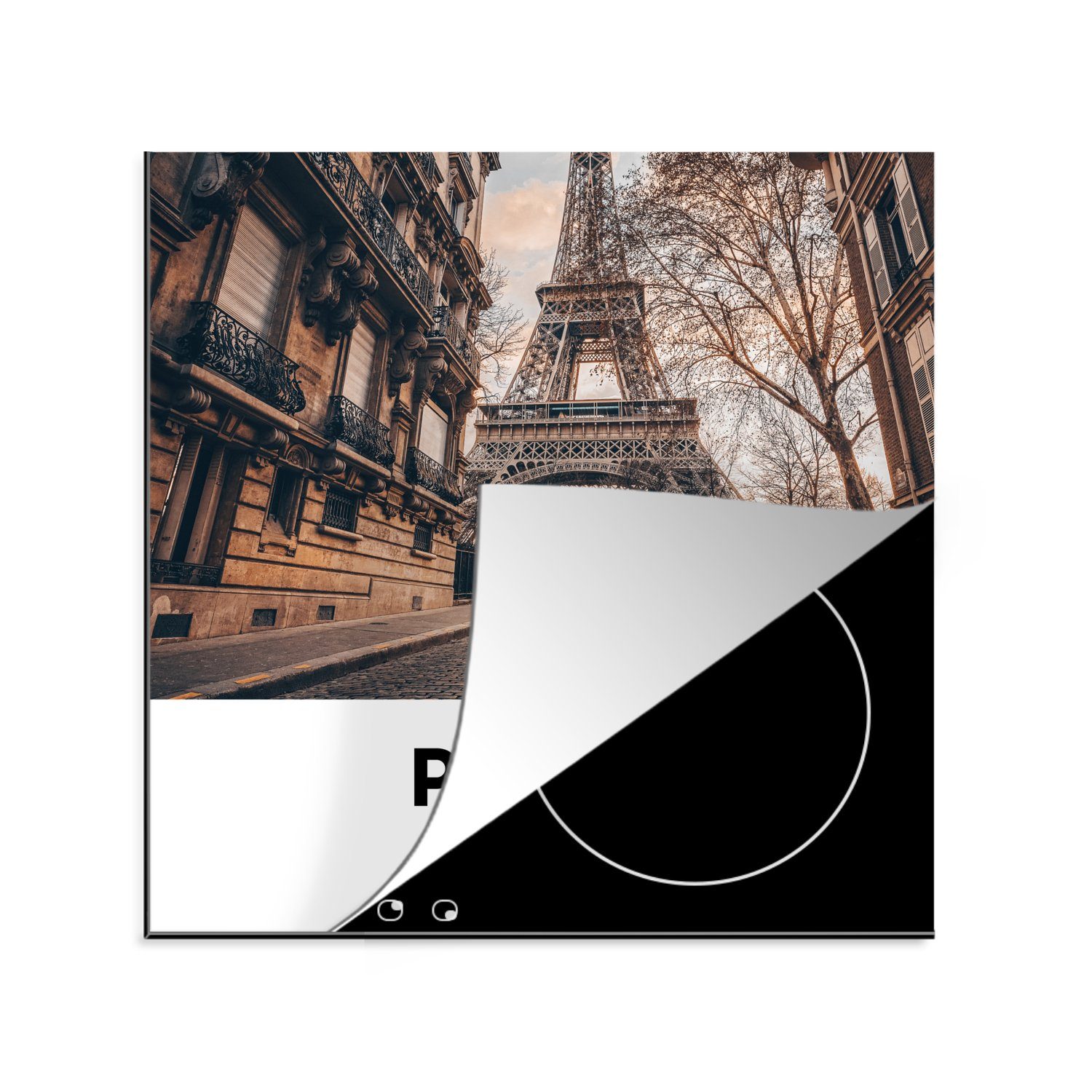MuchoWow Herdblende-/Abdeckplatte Paris 78x78 für Arbeitsplatte - Ceranfeldabdeckung, tlg), - Vinyl, küche Frankreich (1 cm, Eiffelturm