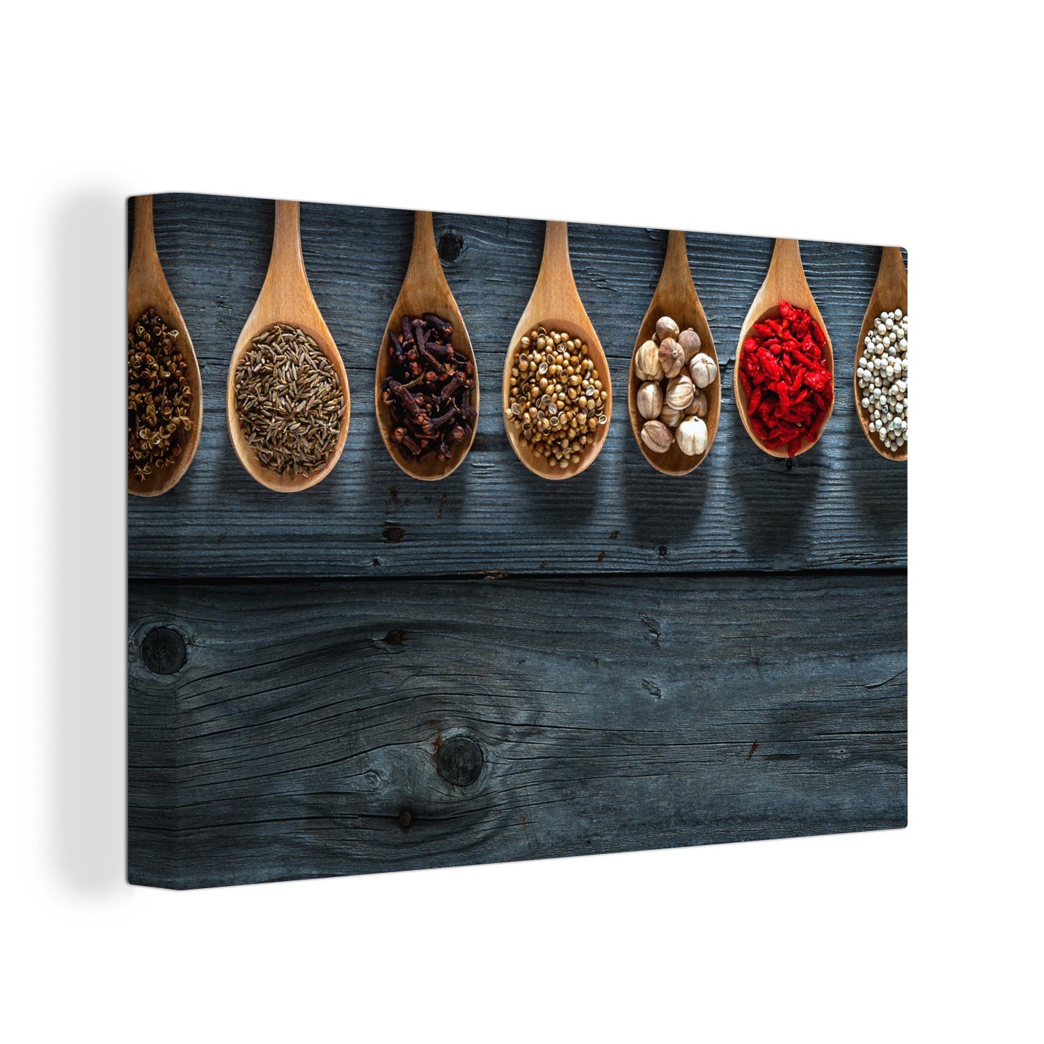 OneMillionCanvasses® Leinwandbild »Gewürze - Löffel - Holz - Küche ...