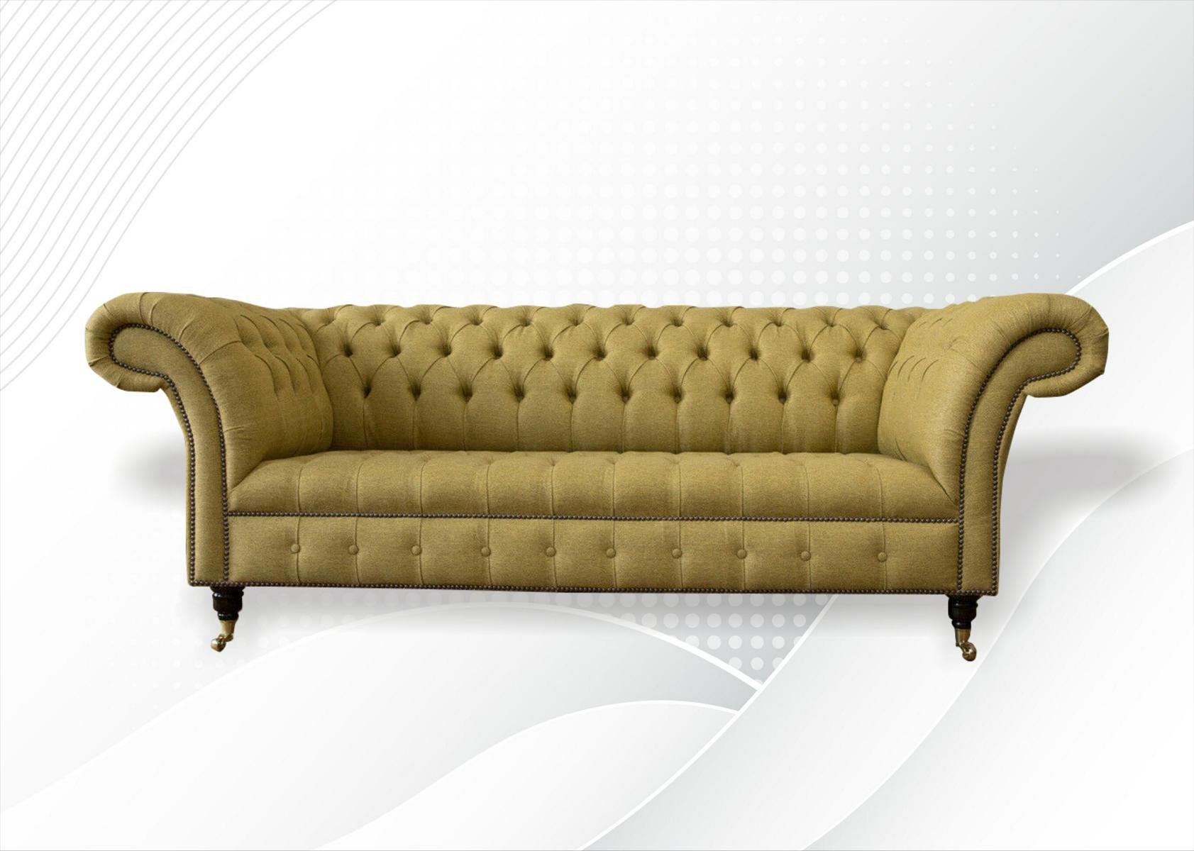 JVmoebel Chesterfield-Sofa Senf Chesterfield 3-Sitzer luxus Möbel Wohnzimmer Stil Neu, Made in Europe
