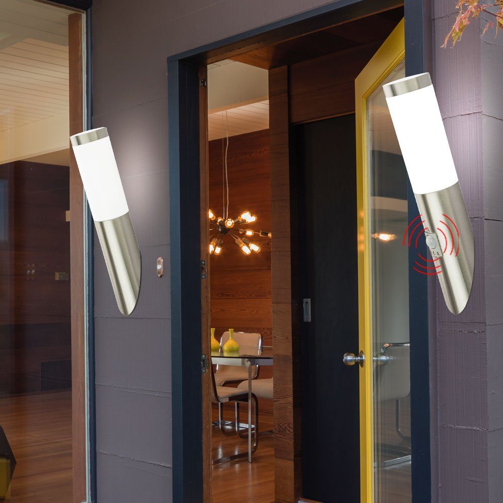Warmweiß, etc-shop RGB Lampen Bewegungsmelder LED Wand Dimmer Set inklusive, Leuchtmittel Edelstahl 3er Außen Farbwechsel, Außen-Wandleuchte,