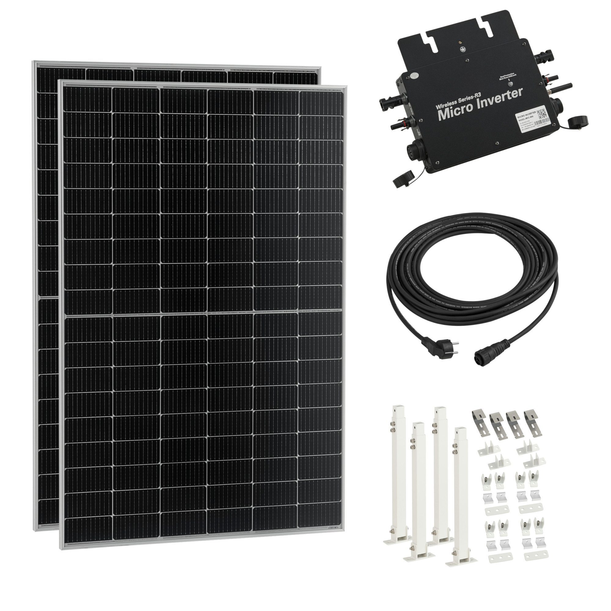 pro.tec Solaranlage, 800 W, (2-St), »Brusson« Balkonkraftwerk inkl. Halterung 800W + Inverter