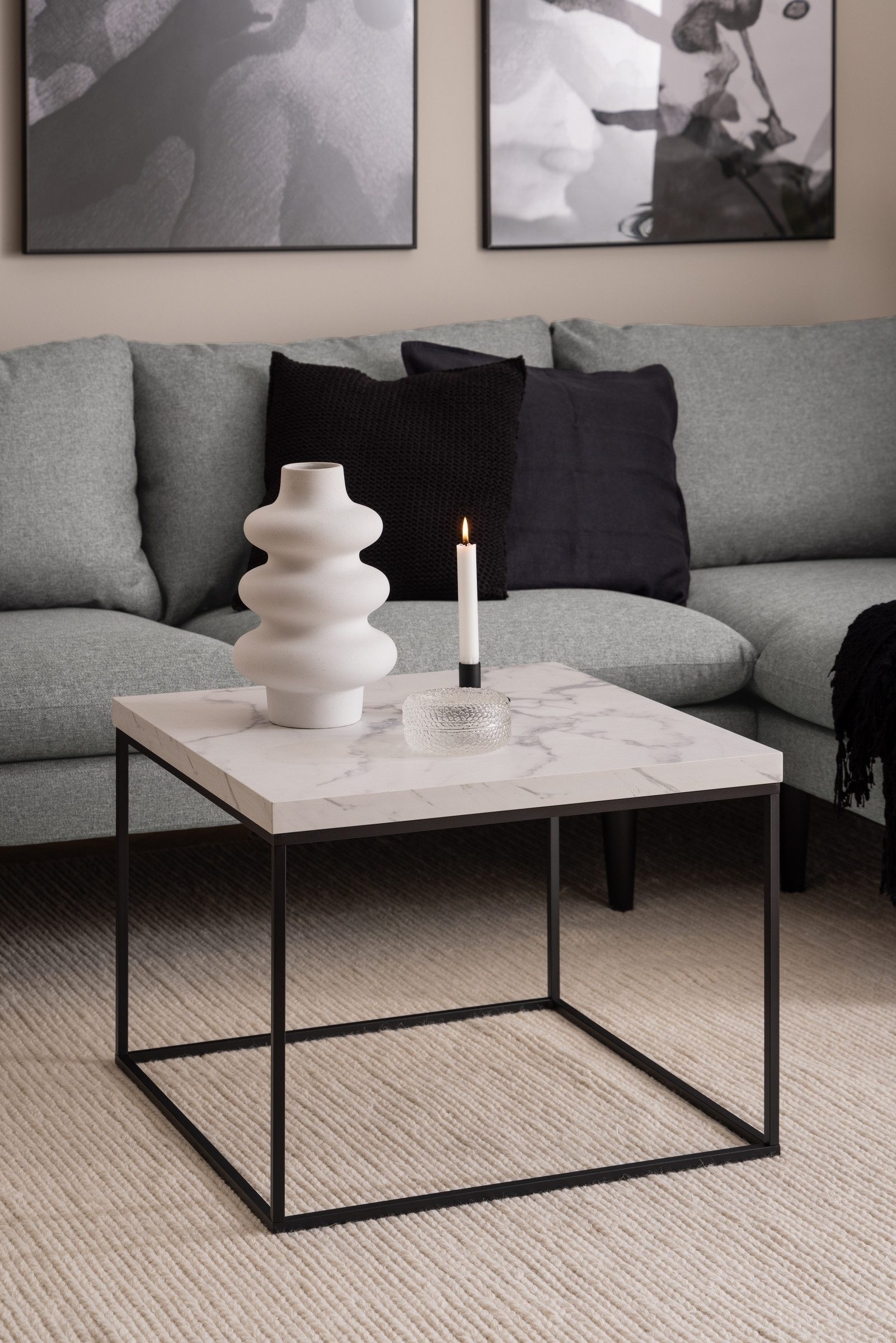 freiraum Couchtisch Barossa, in Marmoroptik-weiss, Stahl, günstig online kaufen
