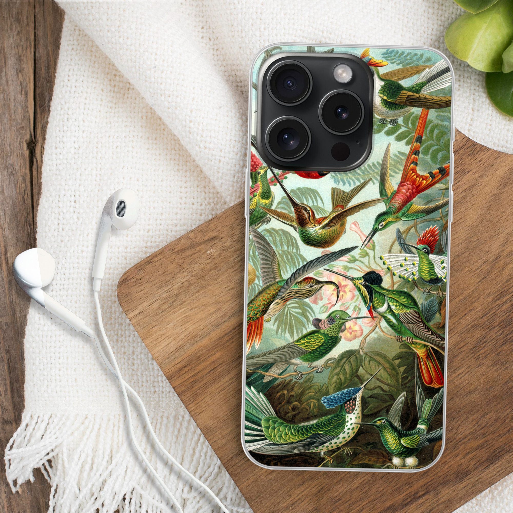 MuchoWow Handyhülle für Apple iPhone 15 Pro Trochilidae - Alte Meister - Kunst, Smartphone-Bumper, Print, Handy Schutzhülle Dünn