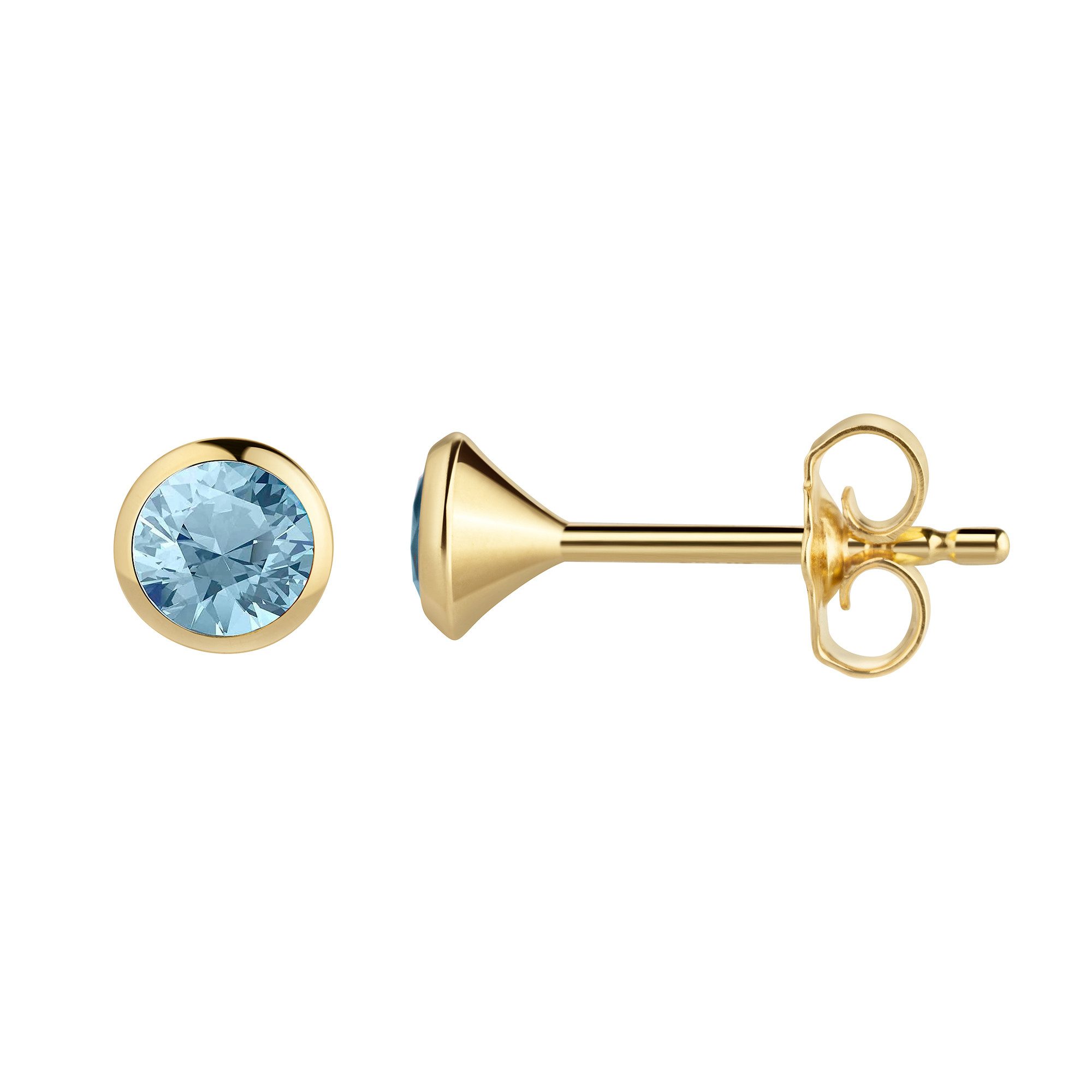 Vivance Paar Ohrstecker 585/- Gelbgold Blautopas günstig online kaufen