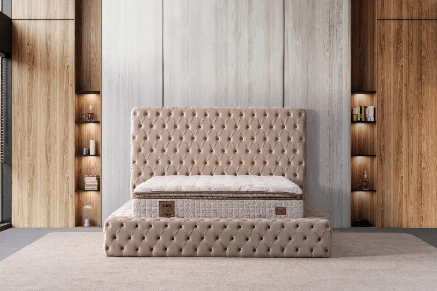 Bermo Home Bettgestell Royal Class (Set, Royalclass Boxspring-Bettgestell mit Chesterfield-Kopfteil & Fußteil)