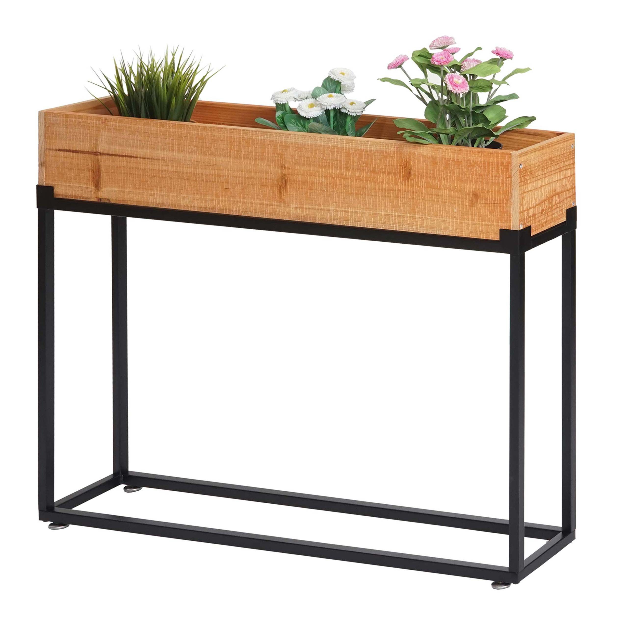 Hochbeet 62x80x16cm Holz-Stahl Schwarz Pflanzkasten Blumenkasten Gemüsebeet