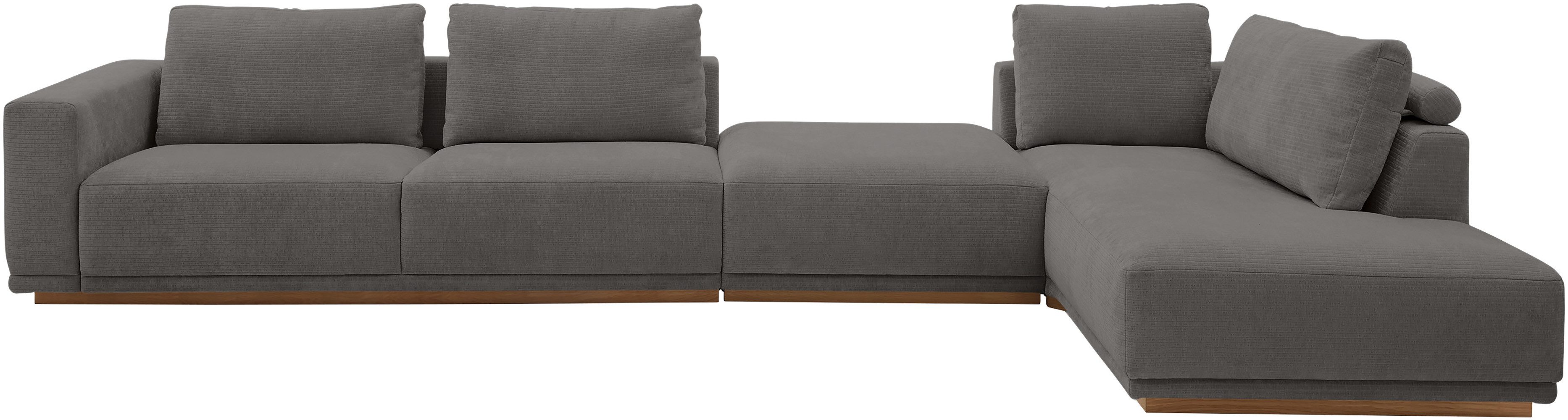 Musterring Wohnlandschaft, 3 Teile, Anreihsofa mit Armlehne links, Eckteil rechts mit Kissen & Hocker