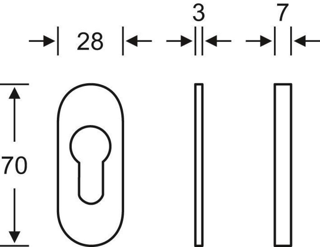Thumbnail - FSB Drückergarnitur FSB Kleberosette 1729 Oval 3mm PZ K82 Alu weiss, 0