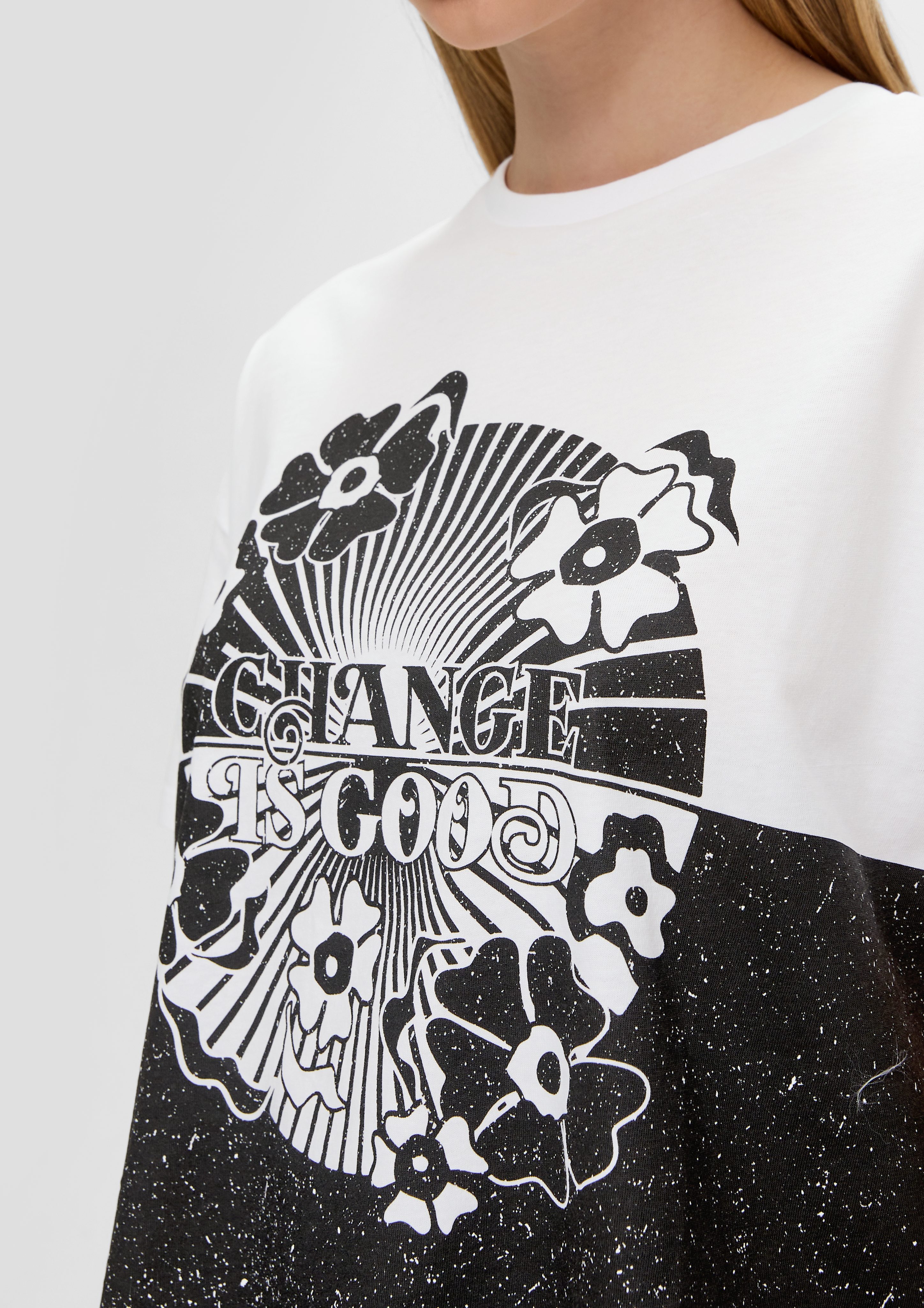 QS Kurzarmshirt Kurzes Baumwoll-T-Shirt im Loose-Fit günstig online kaufen