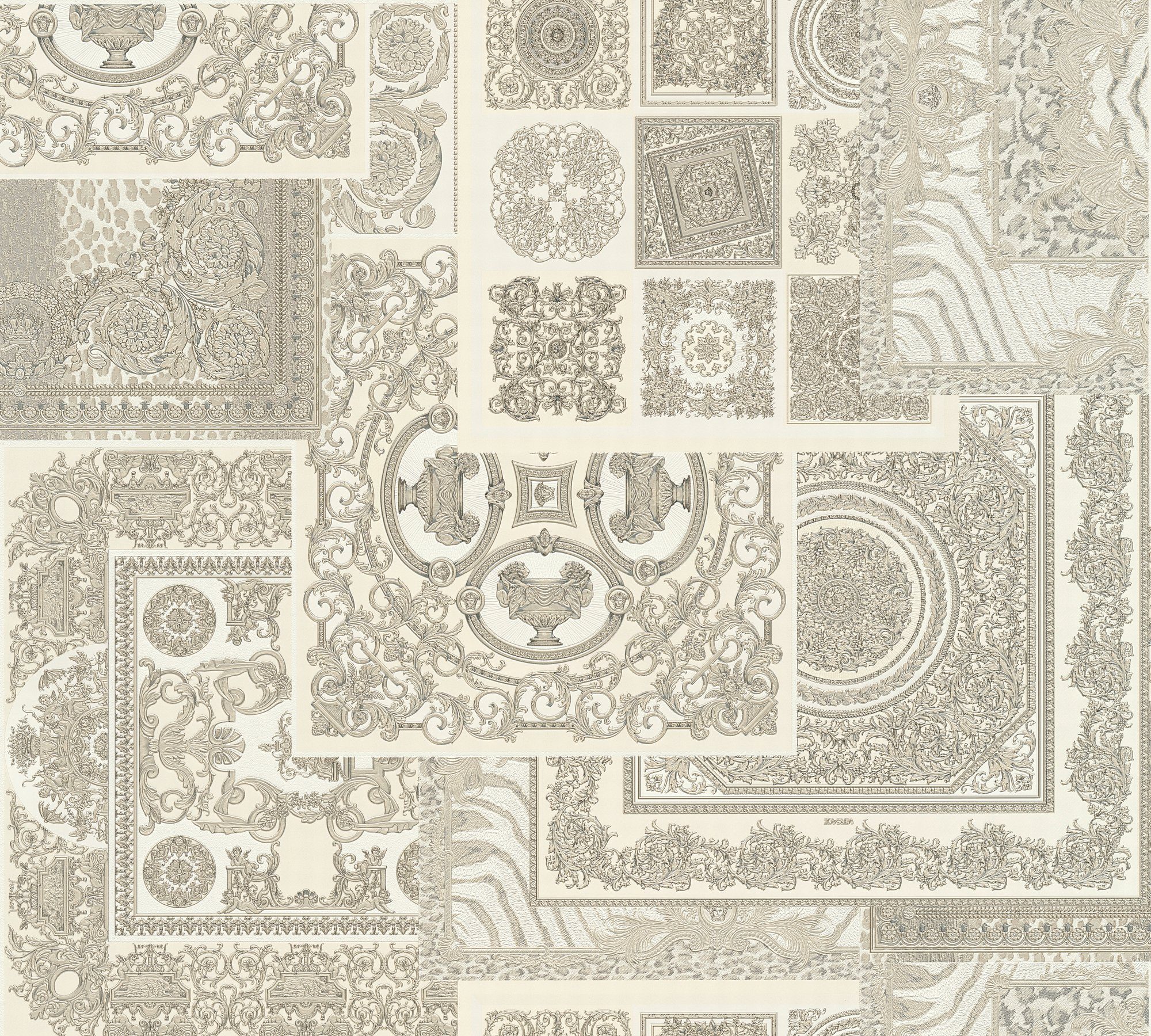 Versace Vliestapete Versace wallpaper Versace 4, Barock Tapete, silber, grau 370485