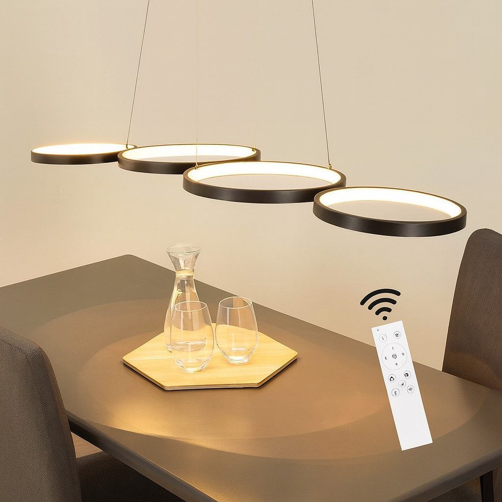 ZMH LED Pendelleuchte Wohnzimmer Modern 4 Flammig Hängelampe Dimmbar mit Fe günstig online kaufen
