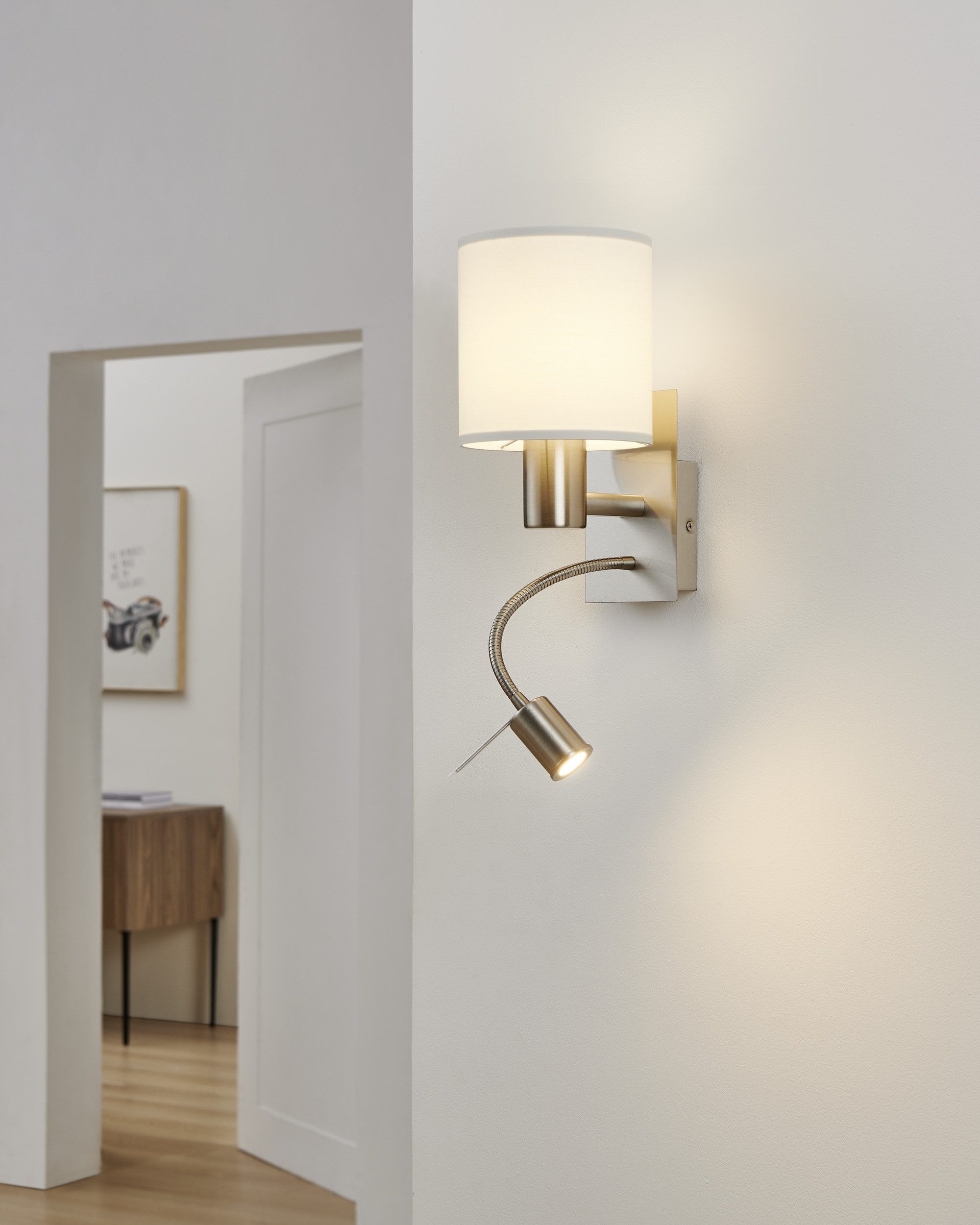 EGLO Wandleuchte PASTERI Wandlampe - Stahl - E27;LED - 1X40W;1X3,8W - IP20, Ein-/Ausschalter, Lesearm, ohne Leuchtmittel, Warmweiß, Wandstrahler, Wandspot, Wohnzimmer, Schlafzimmer, L15 x H38 x AL19,5cm
