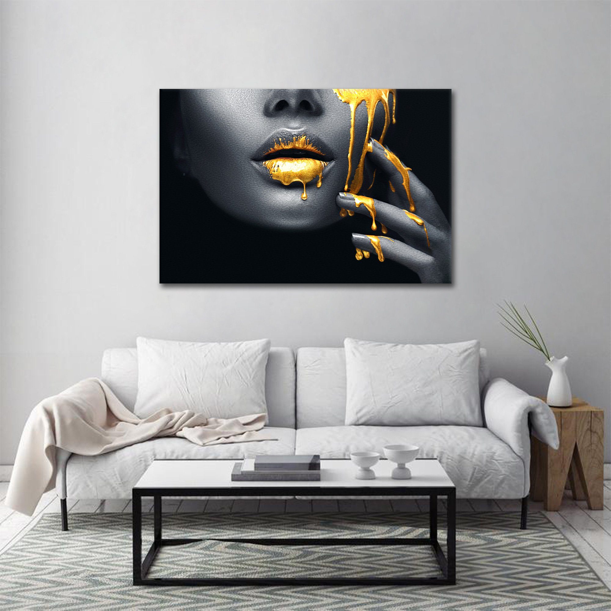Bild, Leinwand gerahmte Poster Wall 4 ArtMind & Wandbilder Größen, Art, Wandbild face, als in Canva Golden Premium