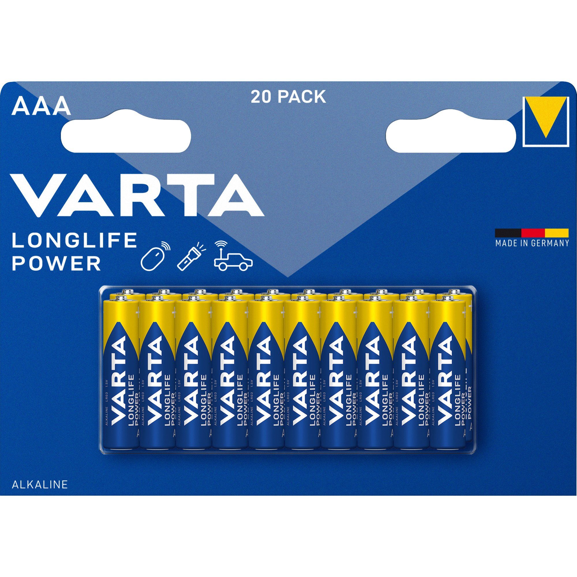 VARTA Longlife Power, Batterie, (20 Stück, AAA) Batterie