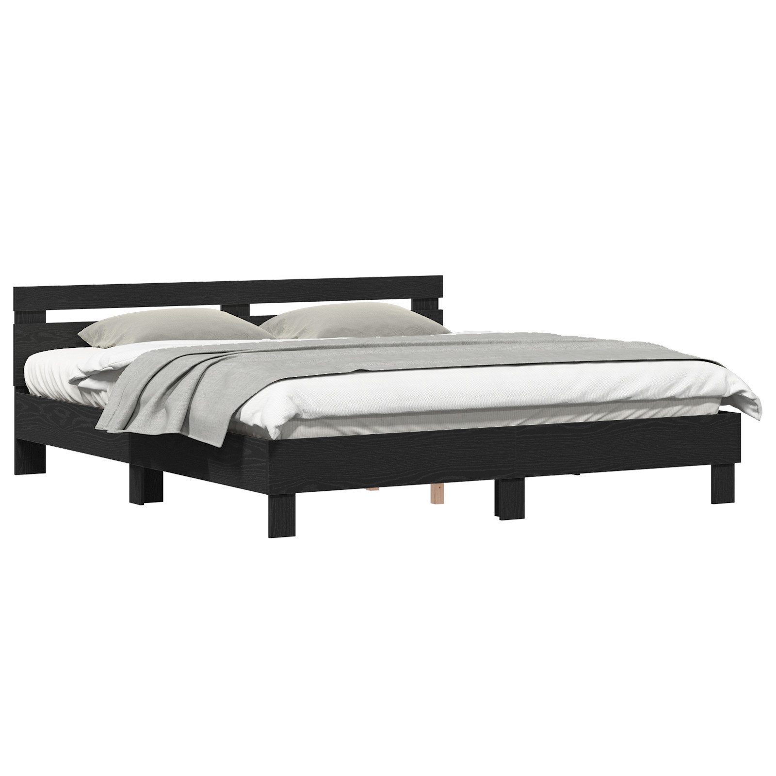 vidaXL Bett Bettgestell mit Kopfteil Schwarze günstig online kaufen