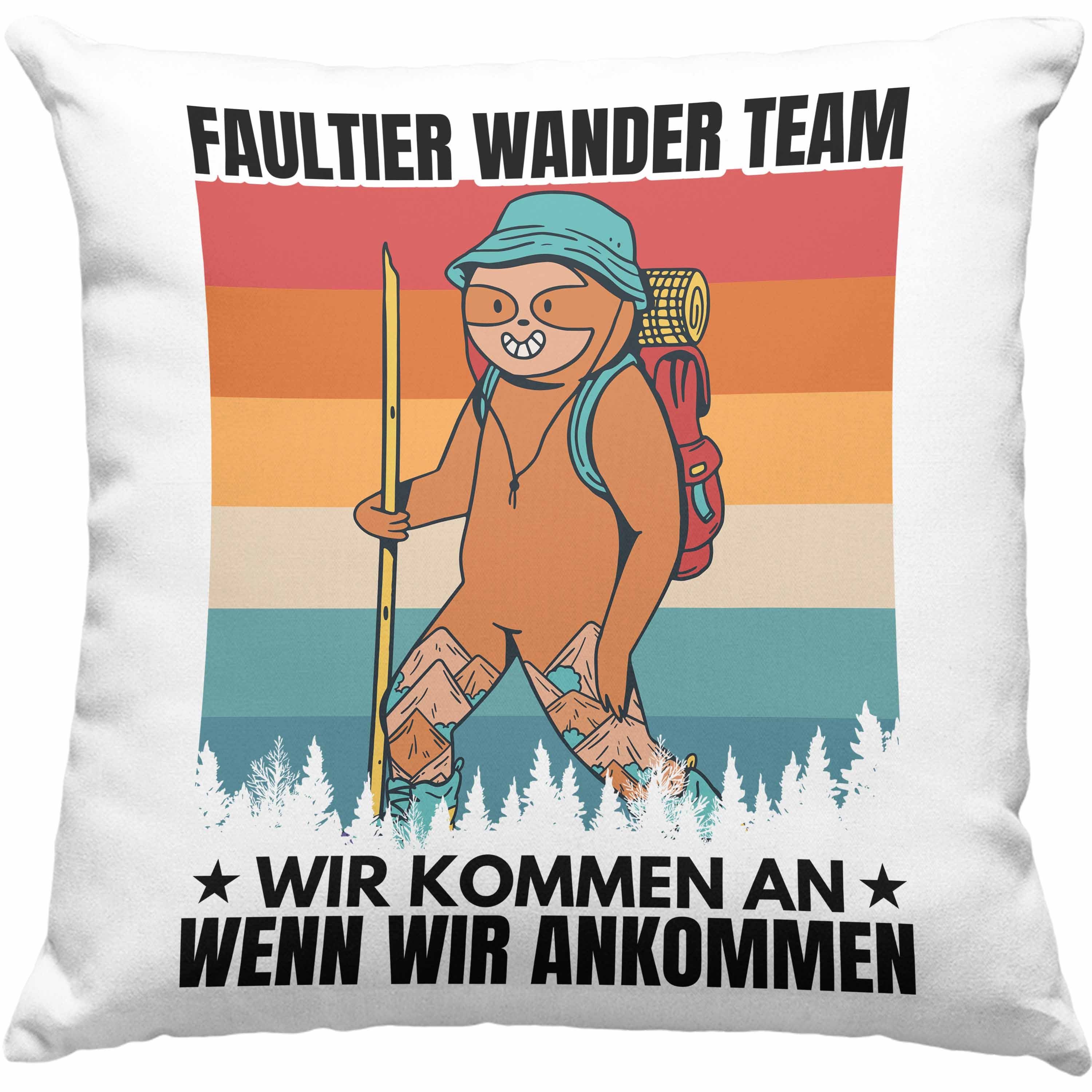 Trendation Dekokissen Trendation - Faultier Kissen Geschenk Faultier Wander Team Gessch Wander Geschenke Dekokissen mit Füllung 40x40 Grün