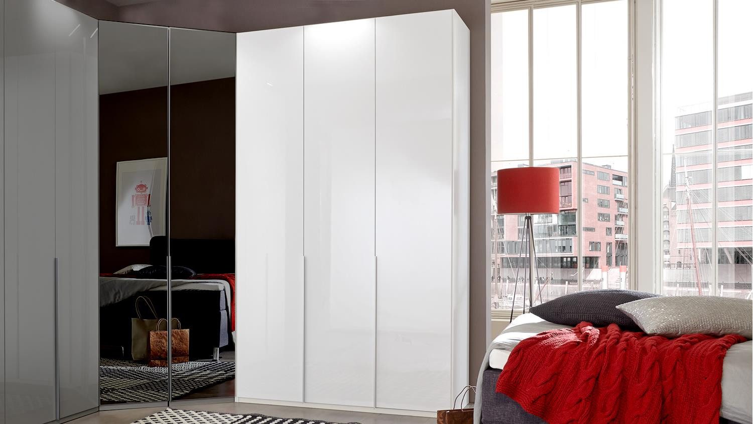 Wimex Kleiderschrank Kleiderschrank New York D ca. 135x208 cm Pealglanz softwhite