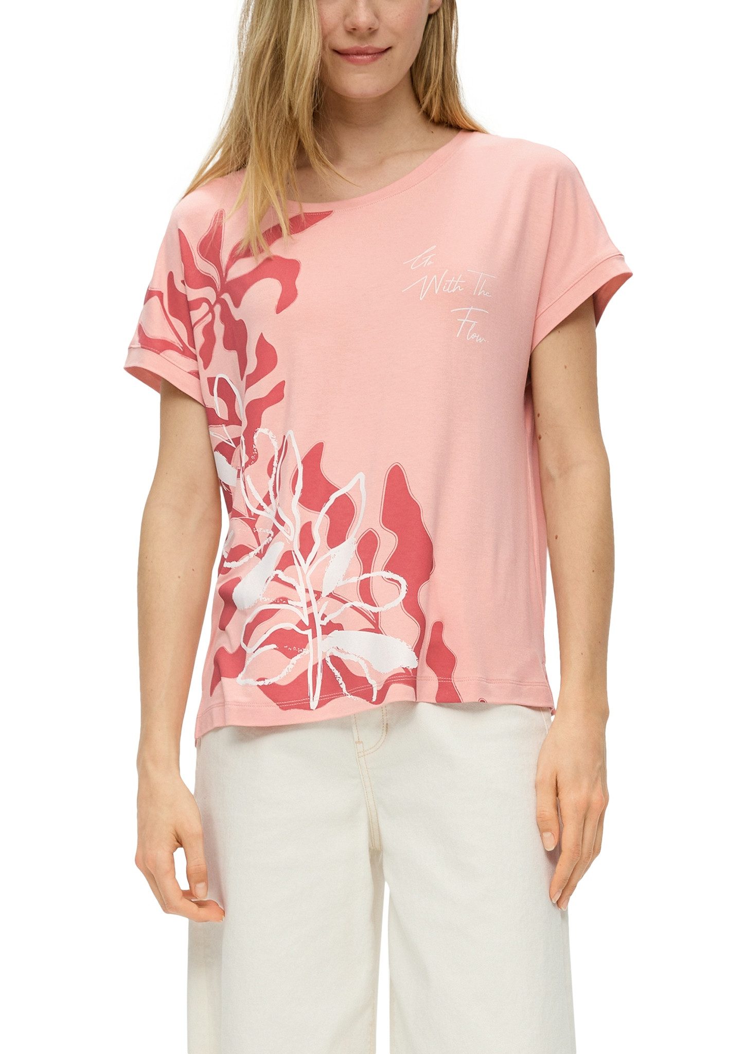s.Oliver Print-Shirt mit großem Floral-Print