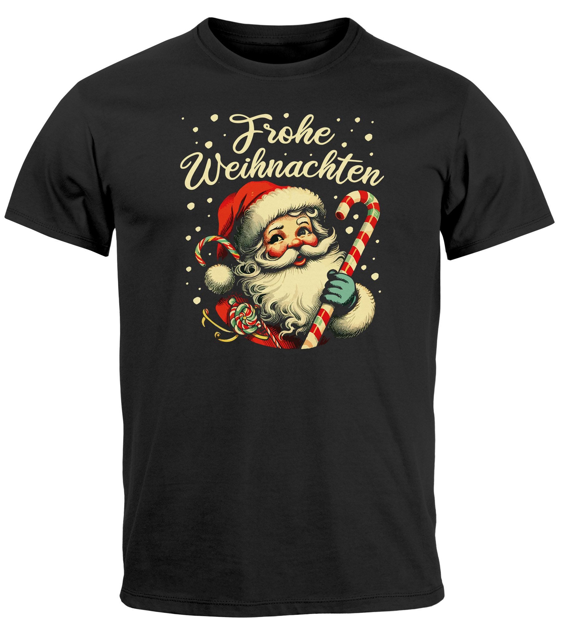 Print-Shirt Herren T-Shirt Frohe Weihnachten Santa Claus Aufdruck XMAS Printshirt