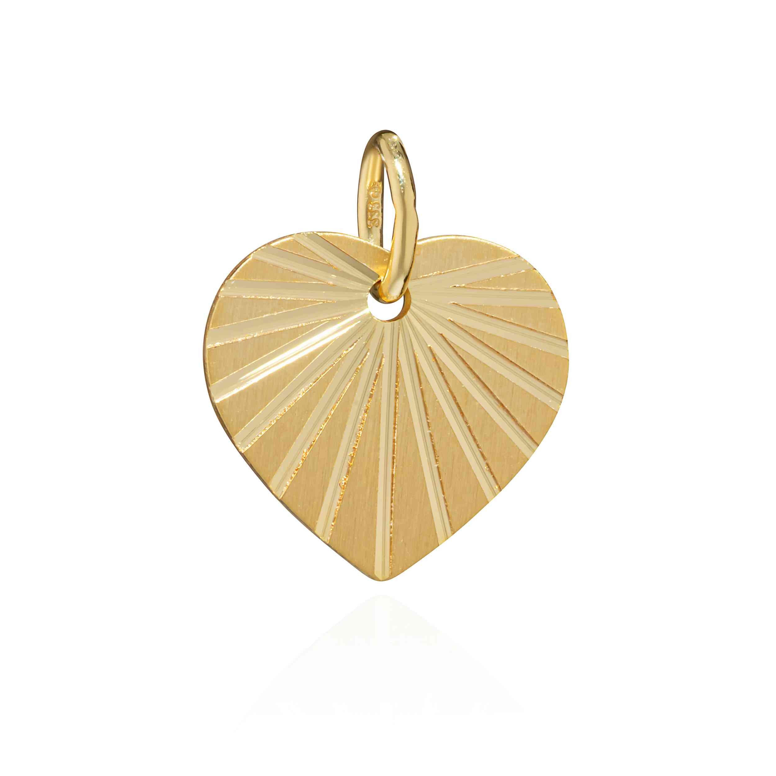 Kettenanhänger Herz – 333 Gelbgold 11,1x12mm Sonnenstrahlen