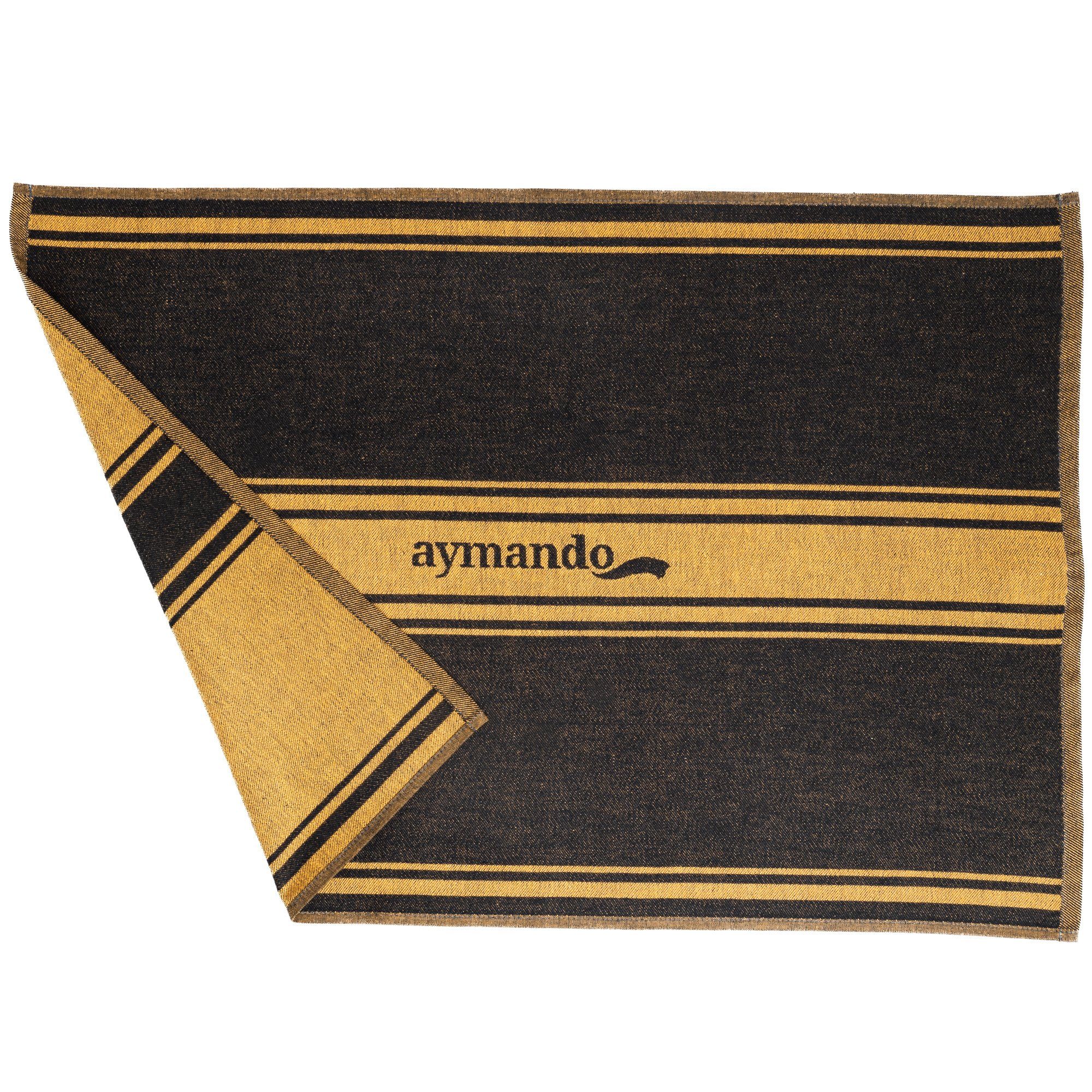 Aymando Geschirrtuch Black-Gold Lines, Ägyptische cm 3-tlg., (Set, 50x70 Baumwolle)