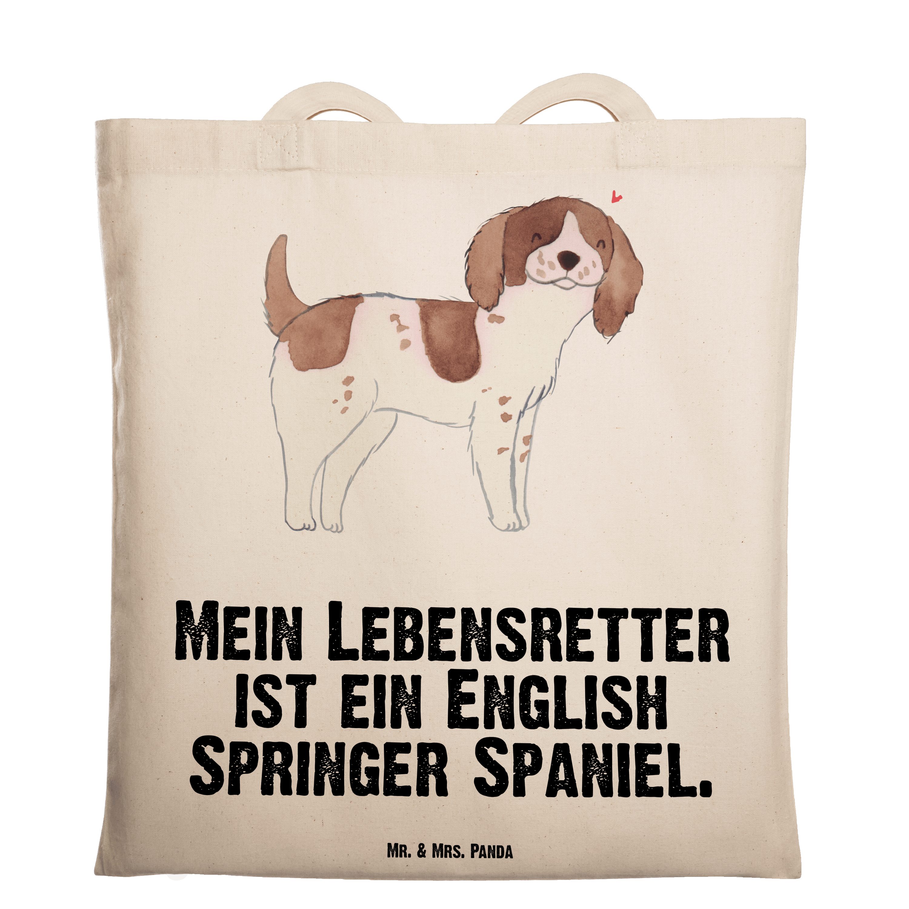 Mr. & Mrs. Panda Tragetasche English Springer Spaniel Lebensretter - Transparent - Geschenk, Hunde (1-tlg) | Canvas-Taschen