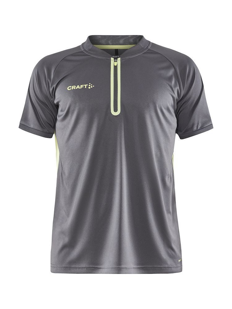 Craft Poloshirt Pro Control Impact (leicht, atmungsaktiv) grau/lime Herren