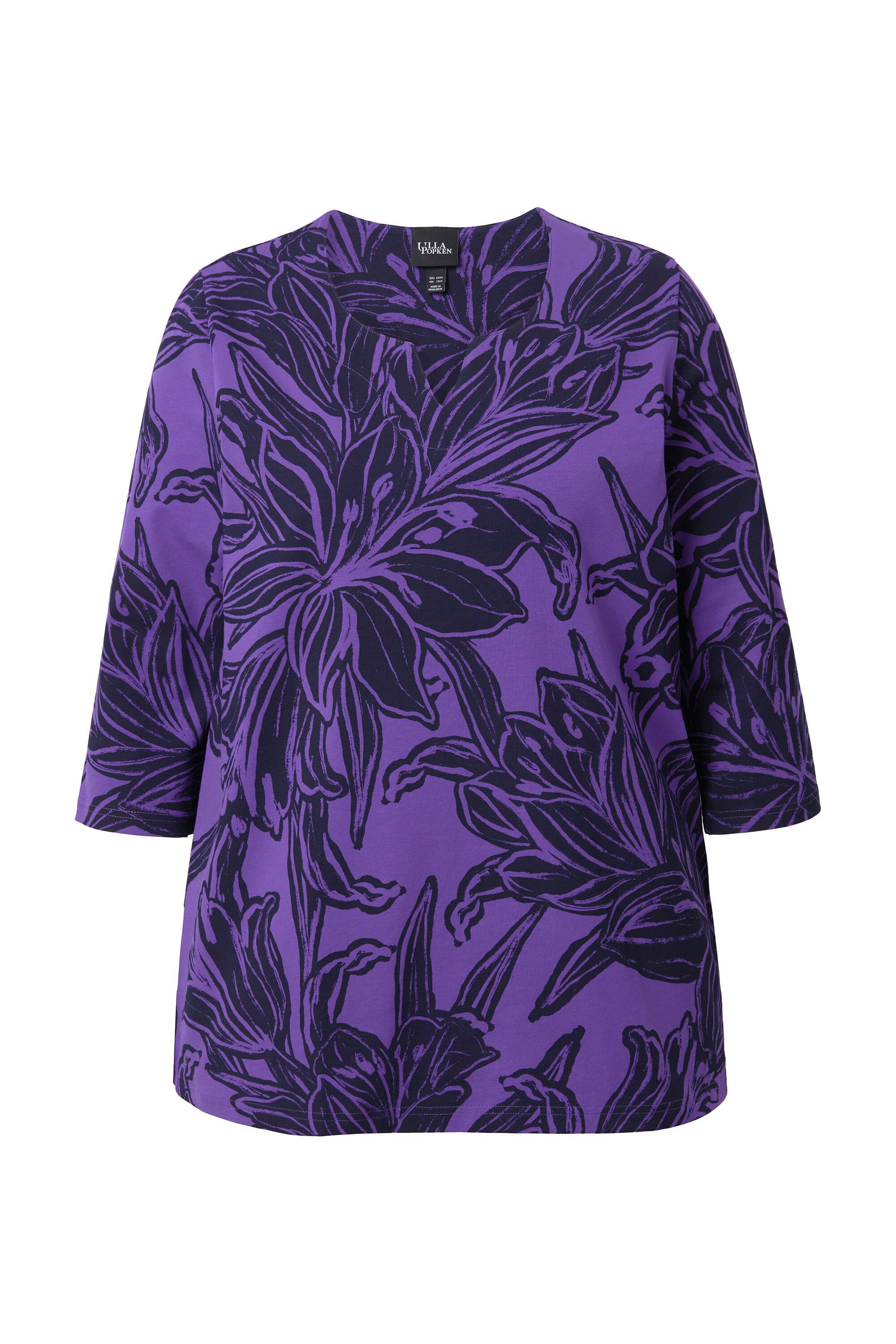 Ulla Popken T-Shirt Shirt Blätter A-Linie günstig online kaufen