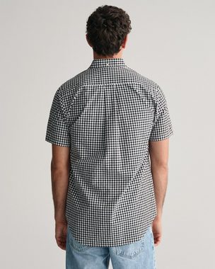 Gant Kurzarmhemd Regular Fit Gingham Popeline Hemd strapazierfähig pflegeleicht kariert mit einer kleinen Logostickerei auf der Brusttasche