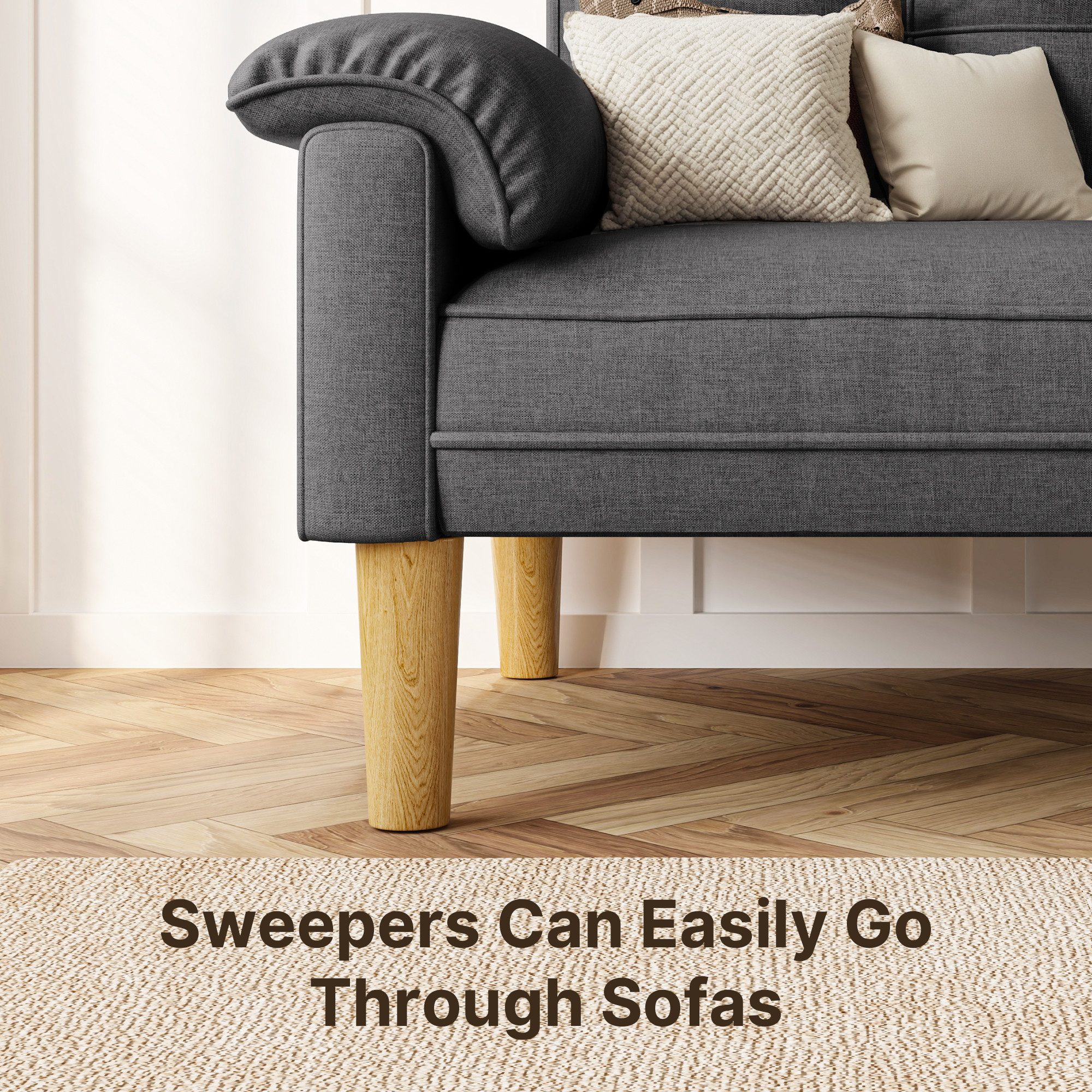 Bealife 2-Sitzer Kleine Couch, mit Armlehne und Seitentasche, 144 x 77 x 77 cm