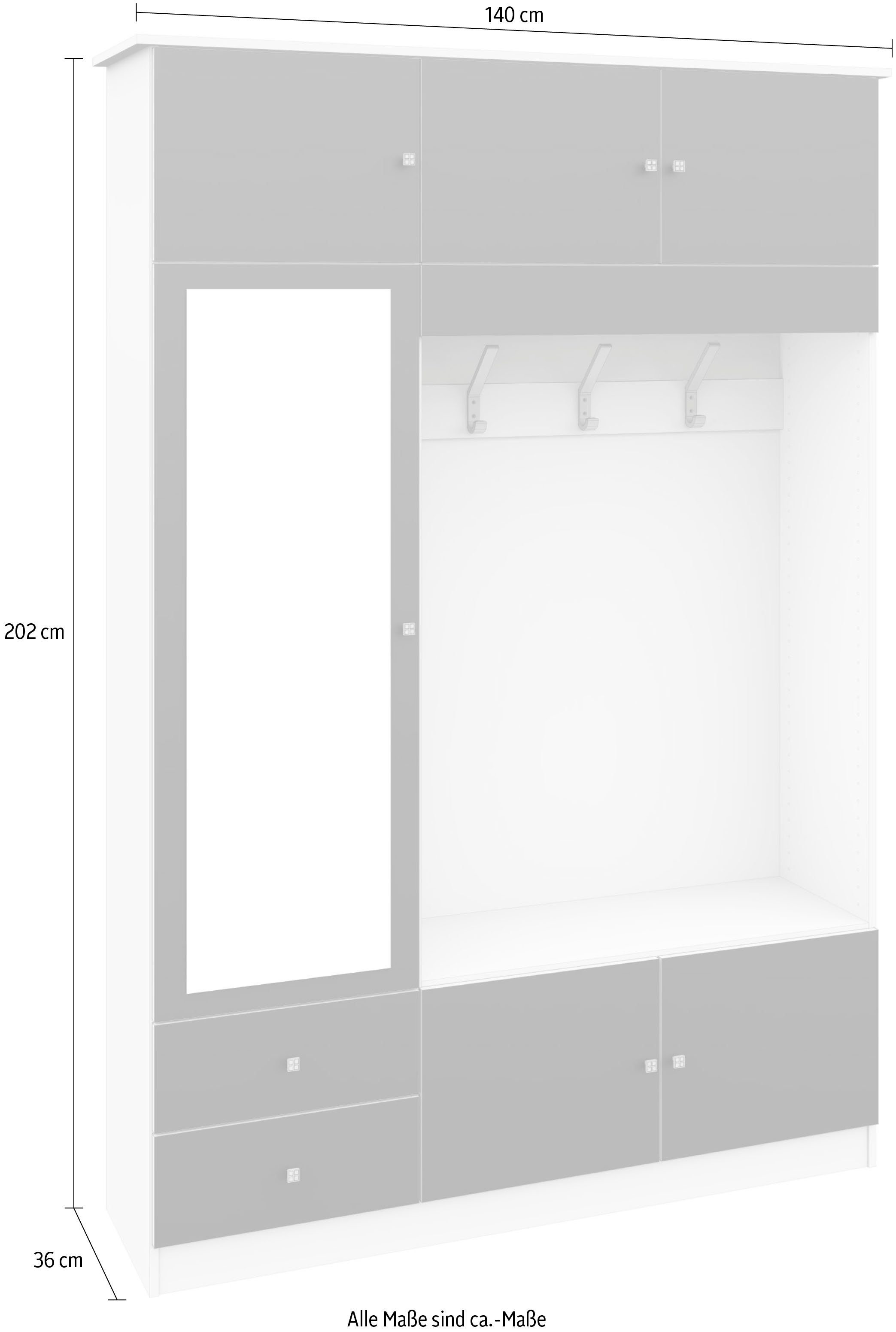 202 Garderobenschrank Möbel borchardt matt cm Höhe Kompakta weiß