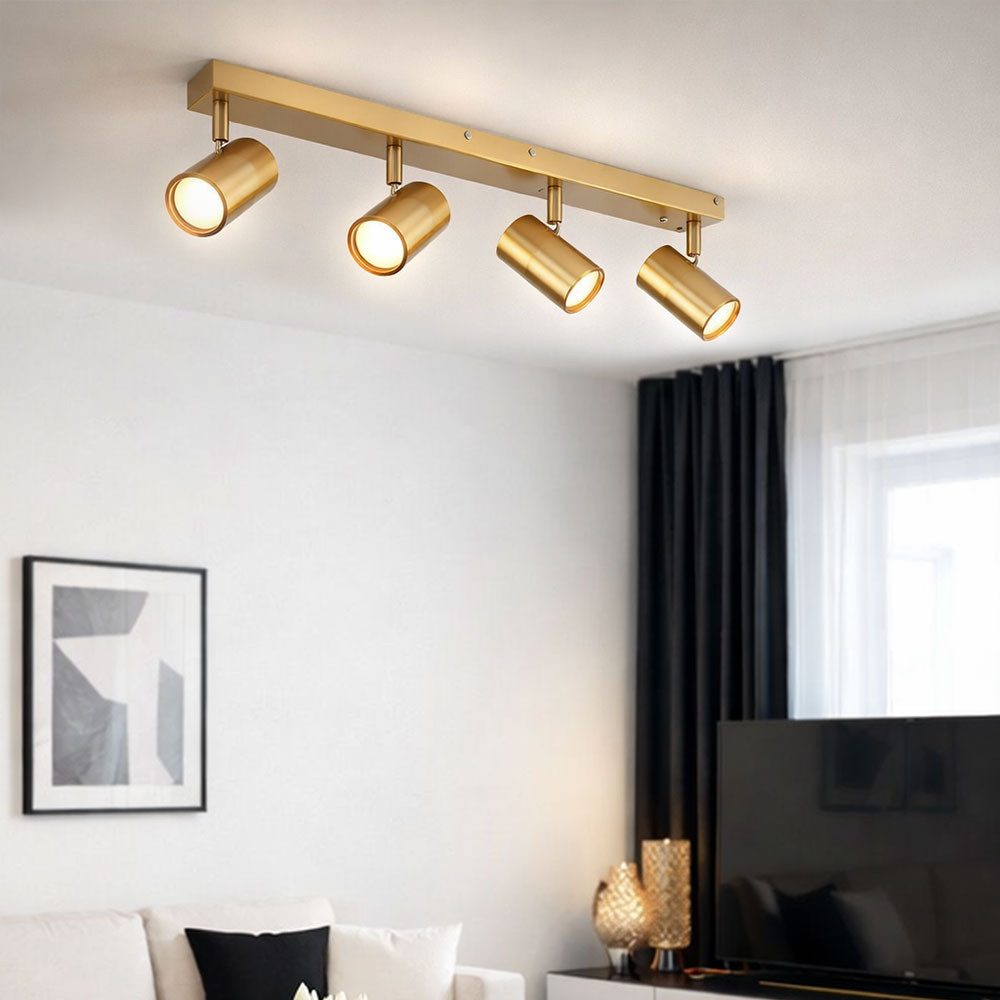 GLOBO LIGHTING Deckenleuchte, Leuchtmittel nicht inklusive, Deckenleuchte Spotleuchte Deckenlampe Metall Gold schwenkbar 4x GU10