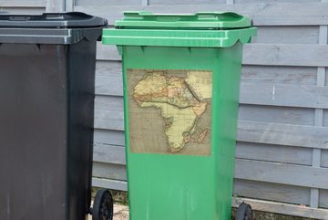 MuchoWow Wandsticker Afrika - Kontinent - Karte - Vintage (1 St), Mülleimer-aufkleber, Mülltonne, Sticker, Container, Abfalbehälter