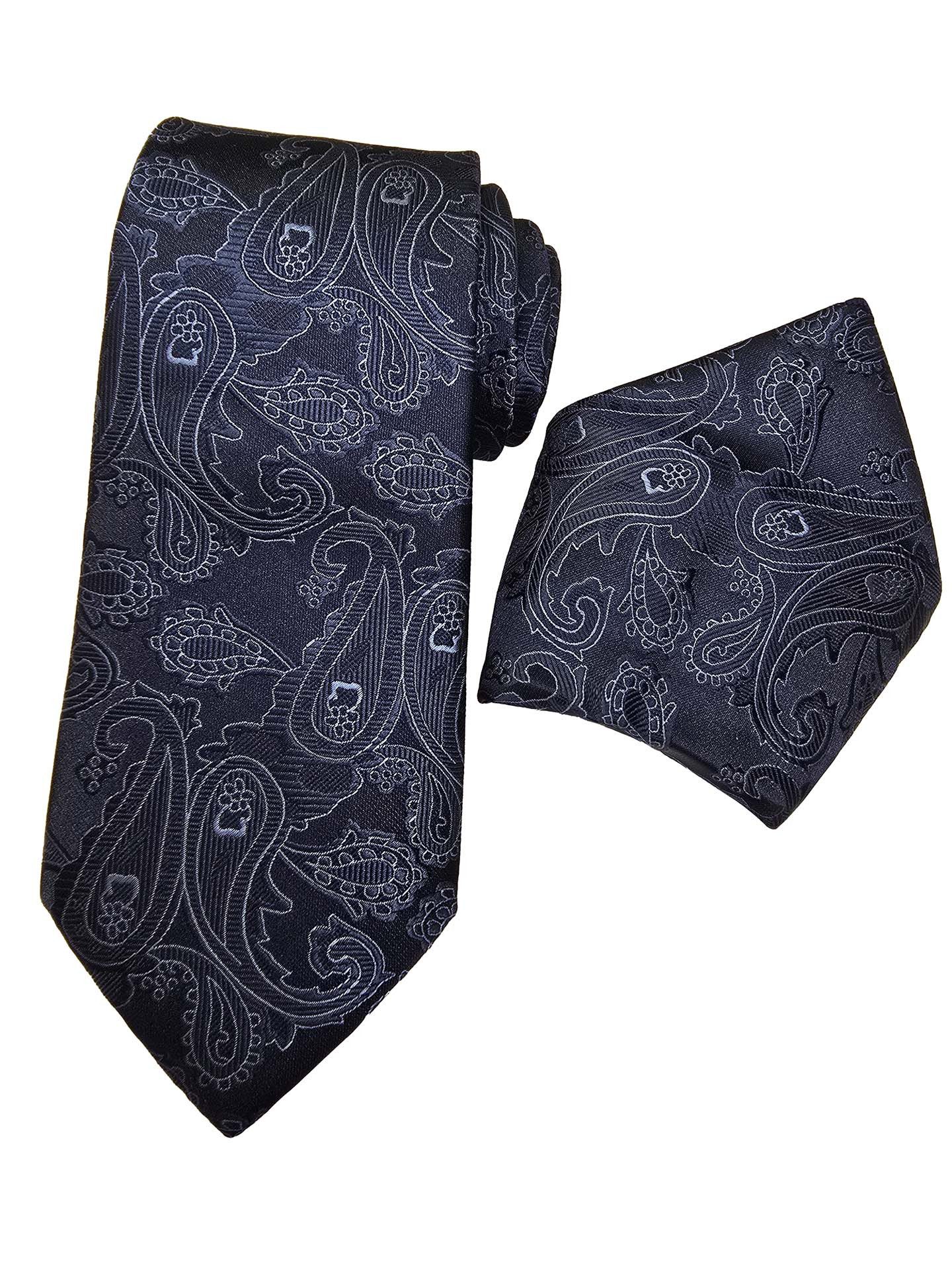 Moschen-Bayern Krawatte Seidenkrawatte Krawatte Herrenkrawatte 100% Seide Set-2tlg. Blau Krawatten-Set - Krawatte + Einstecktuch