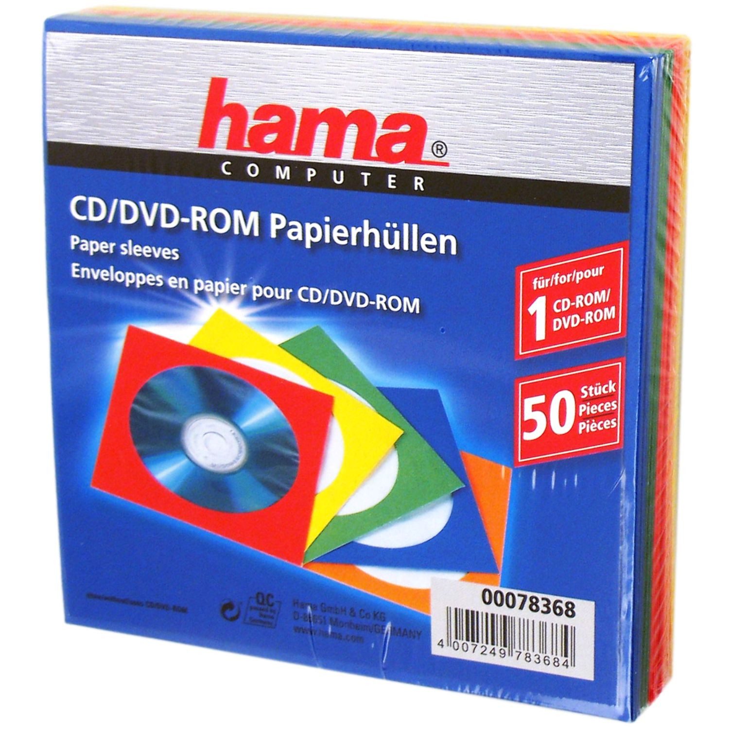 Hama CD-Hülle 50x Papierhüllen Schutz-Hüllen CD-Hüllen, 50er Pack Set Sleeves CD DVD Blu-Ray CD-Tasche Schutzhüllen Papier
