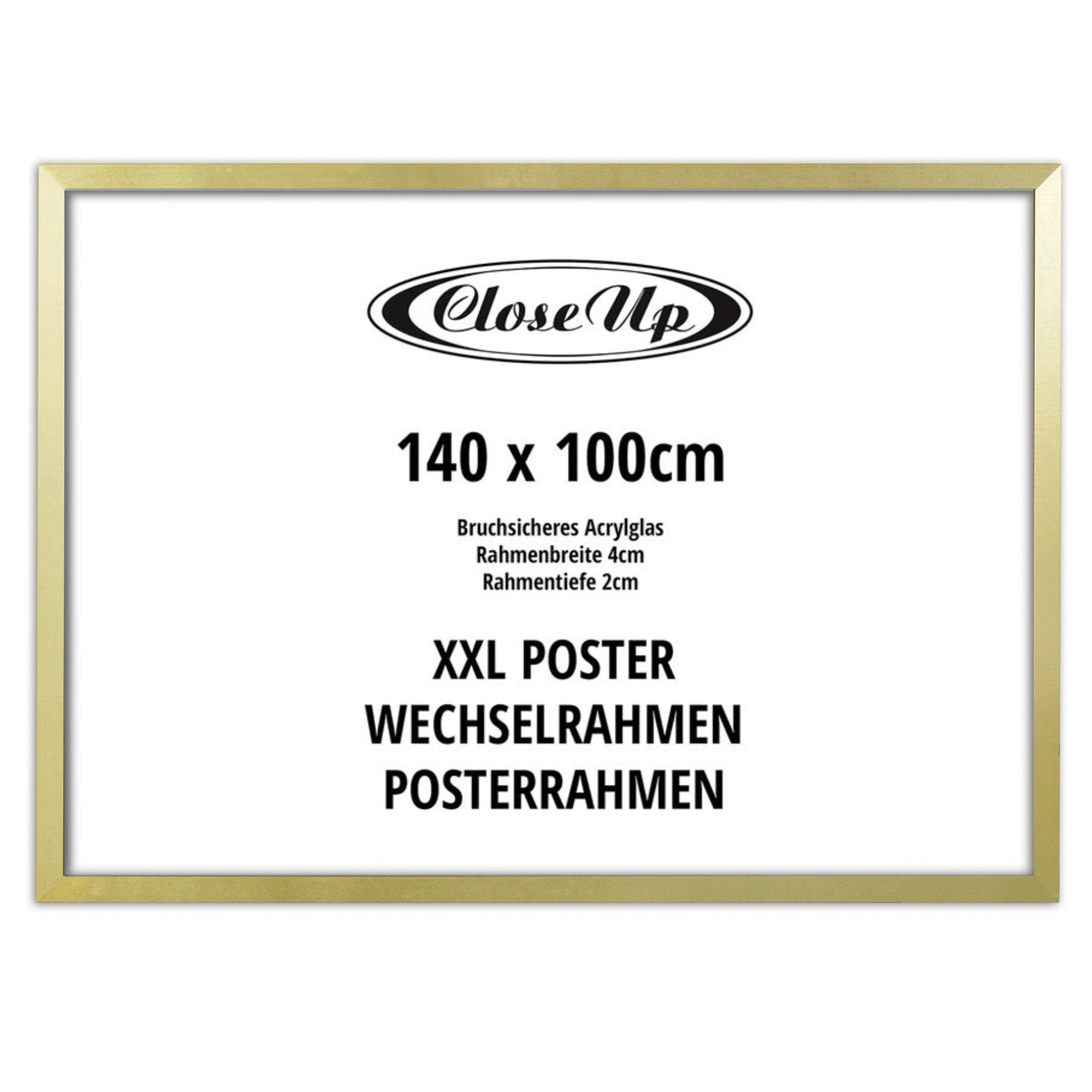 Close Posterrahmen 140cm Up gold XXL Bilderrahmen x 100