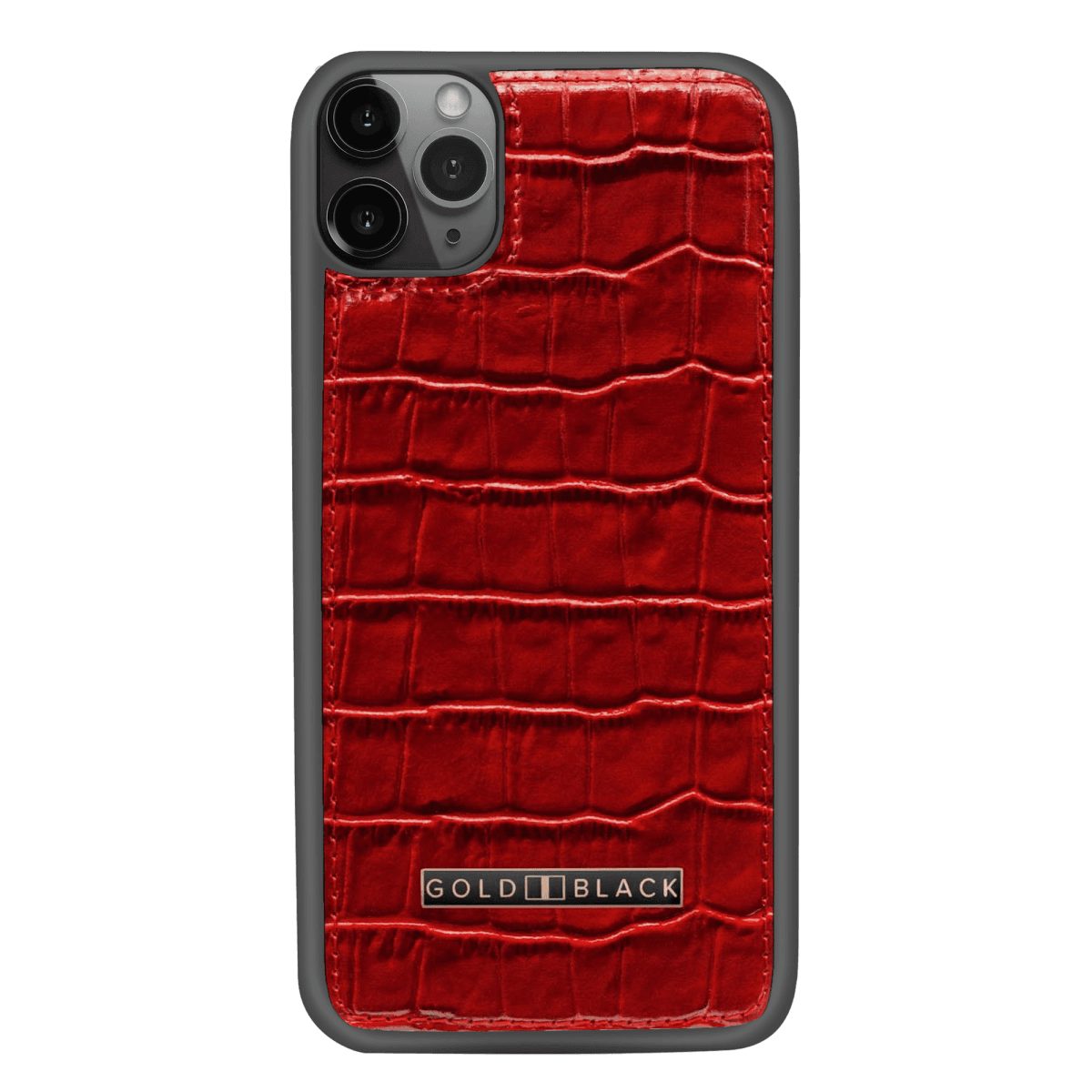 GOLDBLACK Handyhülle iPhone 11 Pro Max Lederhülle KROKO-PRÄGUNG Rot